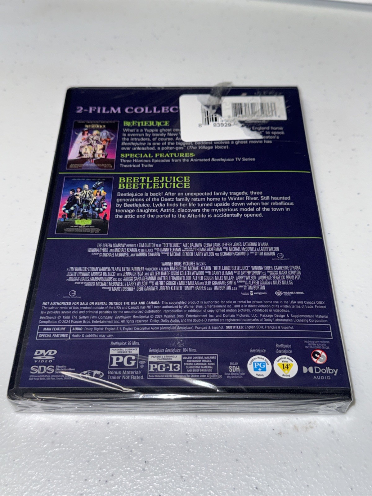 Beetlejuice 2-Film Collection (DVD, 2024, 2-Disc) NEW Michael Keaton Tim Burton