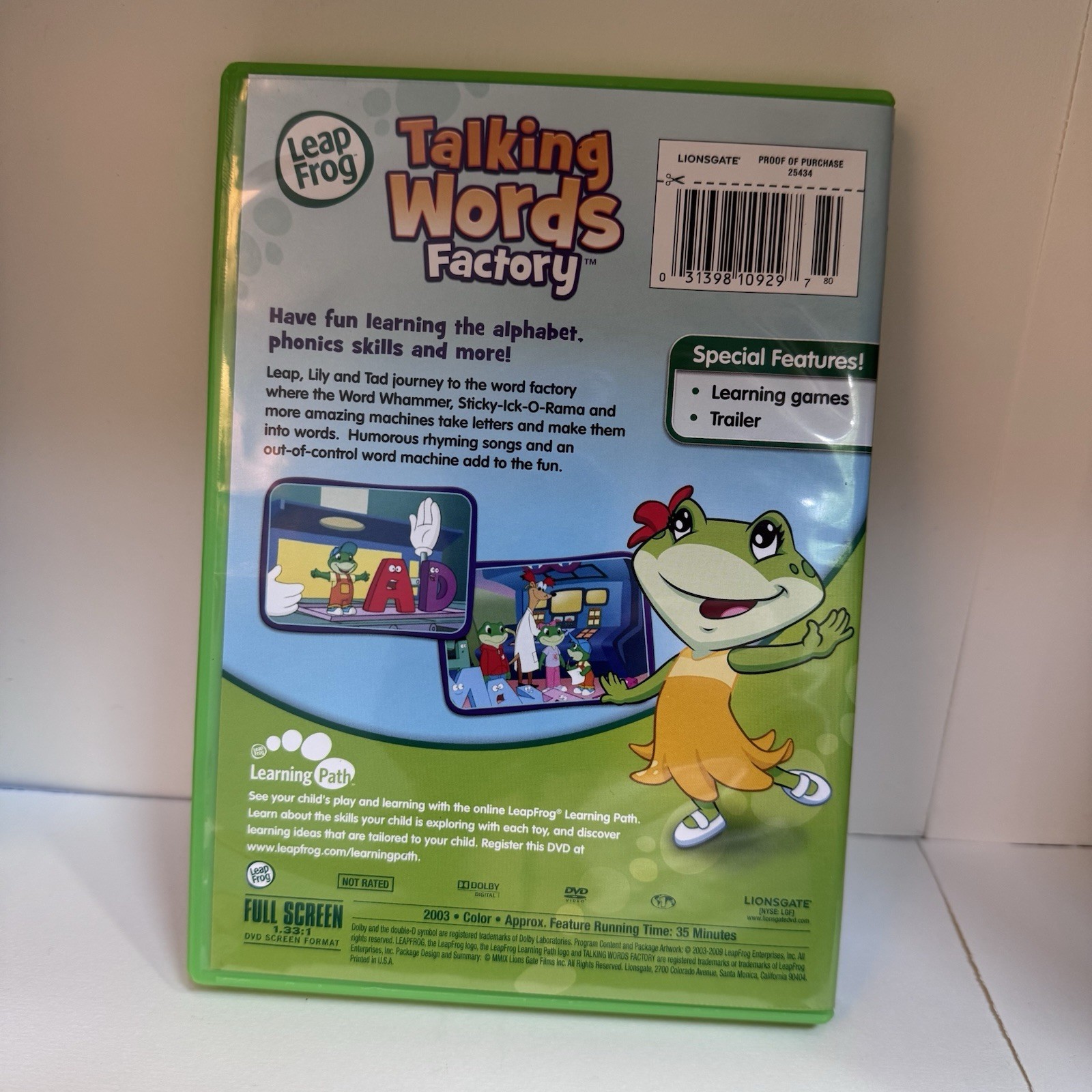 LeapFrog Talking Words Factory DVD 2003 Full Screen NR 35min 1.33:1