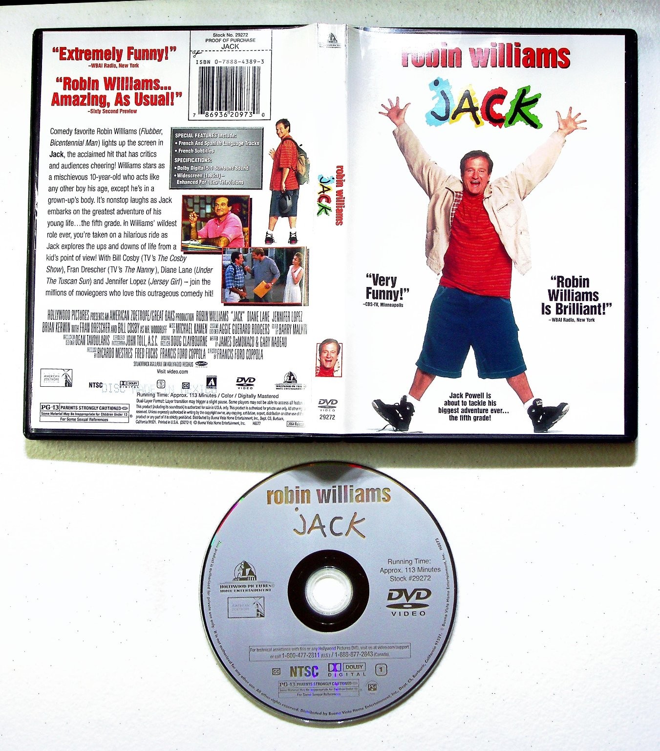 Jack DVD 1996 Widescreen Robin Williams Francis Ford Coppola Family Comedy