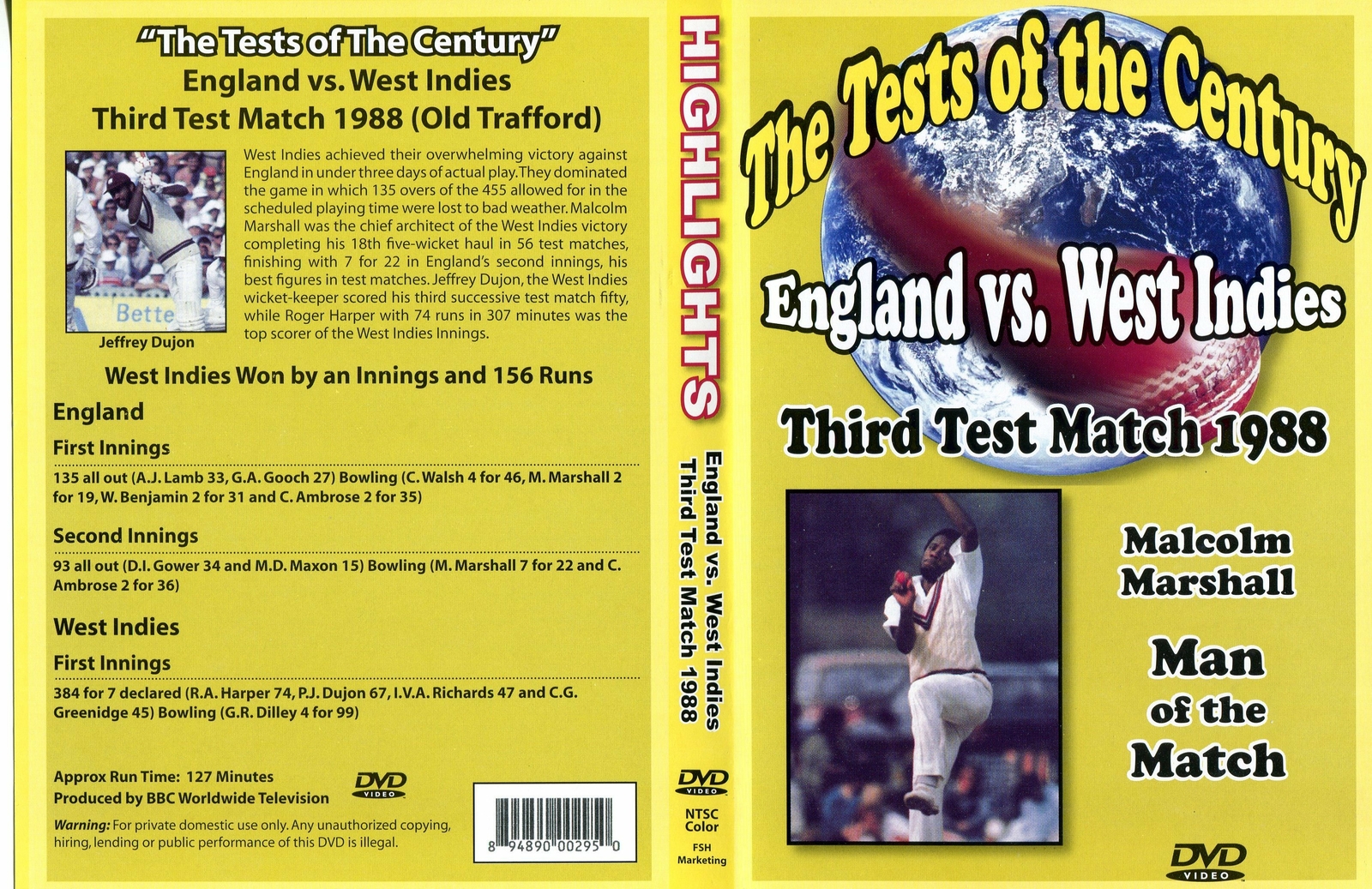 ENGLAND VS WEST INDIES THIRD CRICKET TEST MATCH 1988 127MINS (DIGITAL)