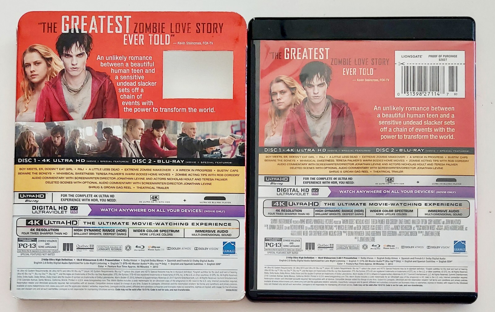 Warm Bodies 4K Slipcover/Case. Blu-ray. **No 4K Disc or Code**