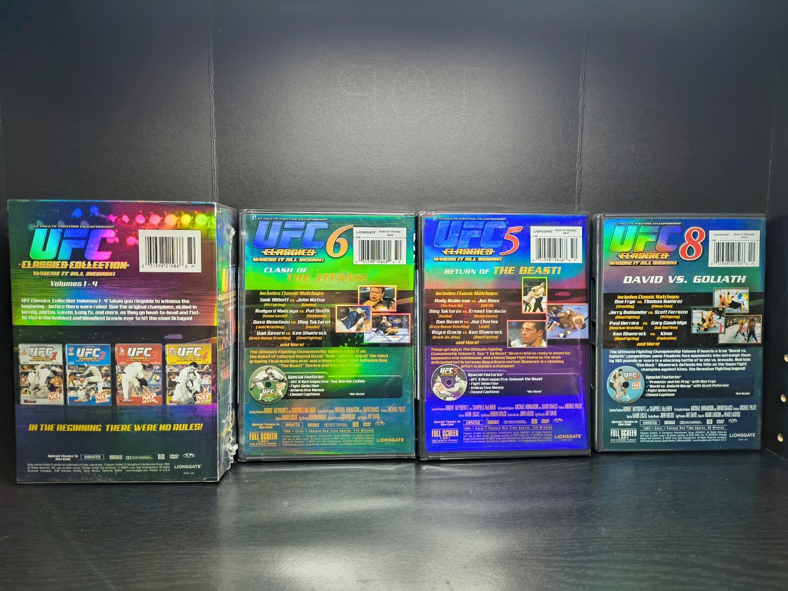 UFC Classics DVD Box Set Volumes 1-4,6,8 sealed