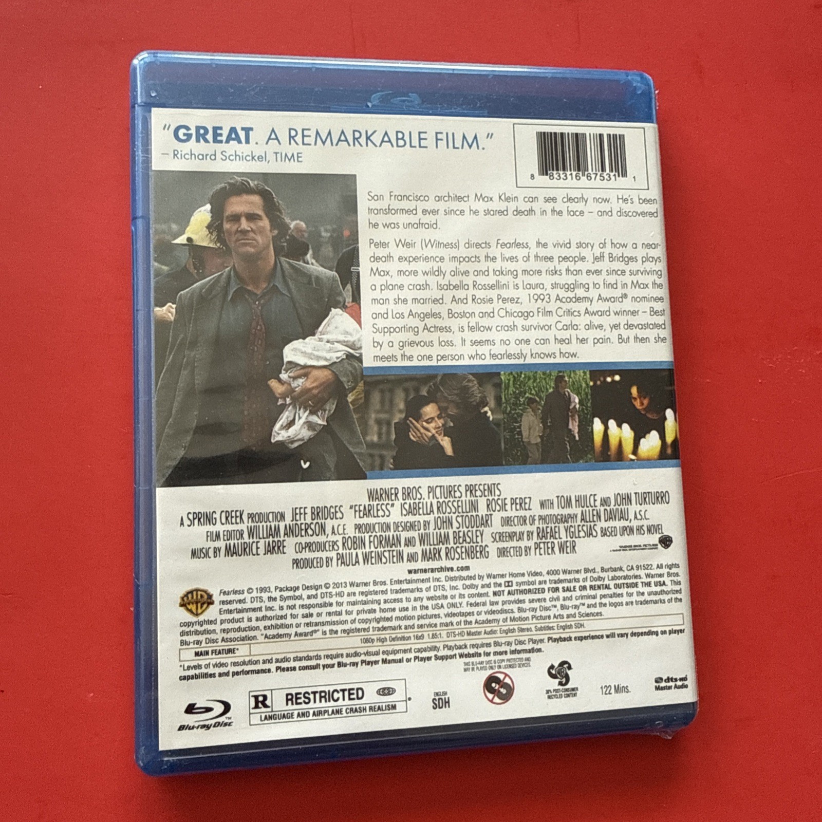 Fearless 1993 Jeff Bridges Rosie Perez Isabella Rossellini Blu-Ray 2013 NEW