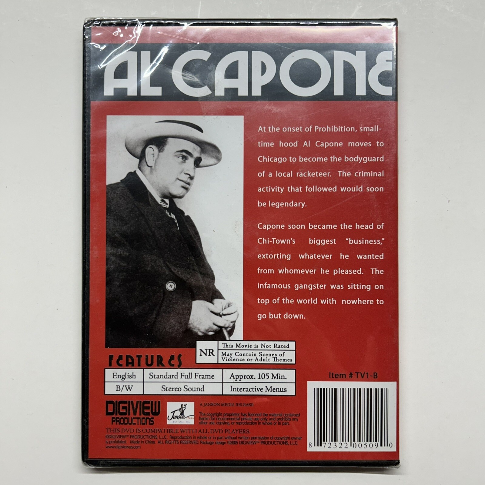Rod Steiger in Al Capone Gangster Slim Case DVD Disc 1998 Documentary New Sealed