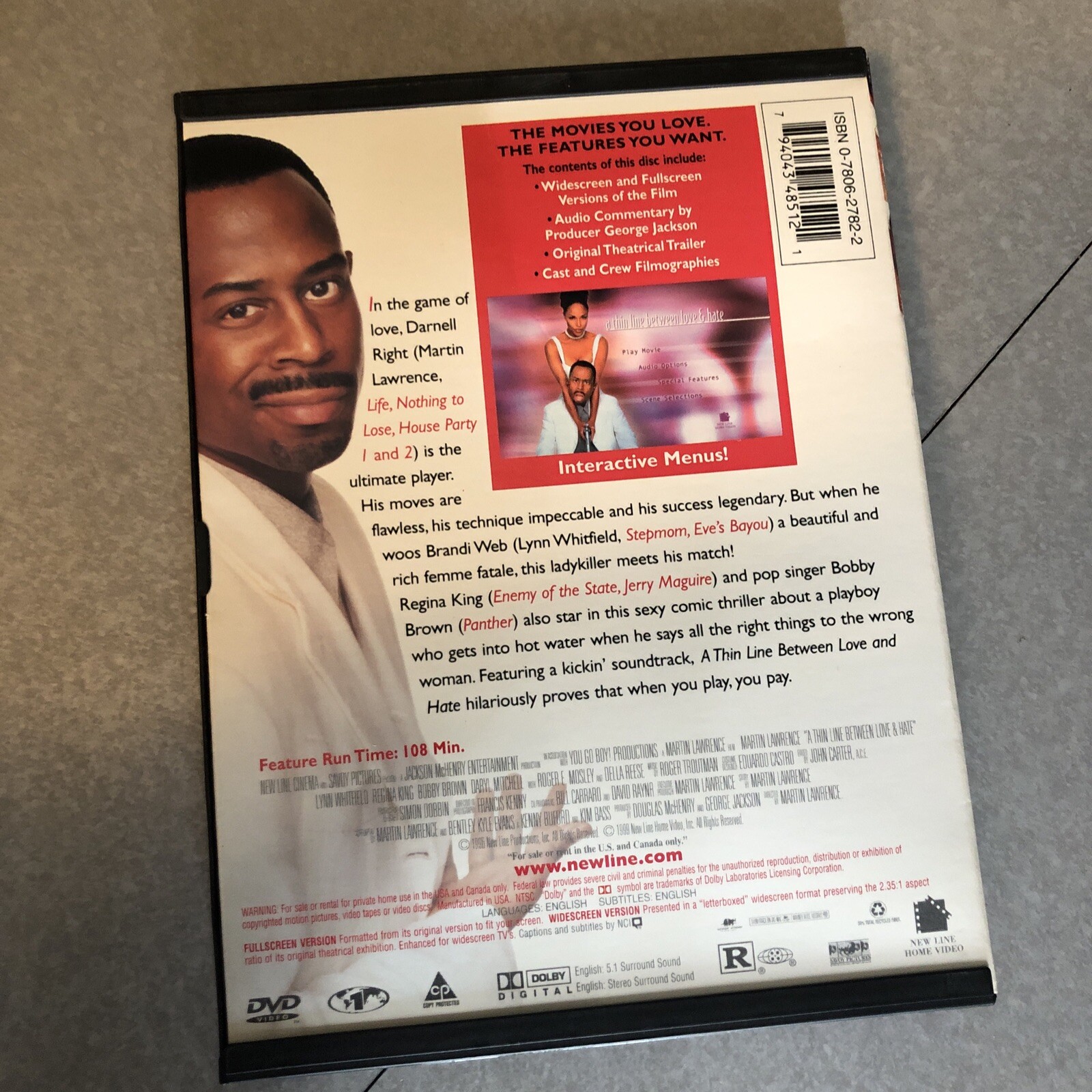 A Thin Line Between Love & Hate (DVD, 1996)