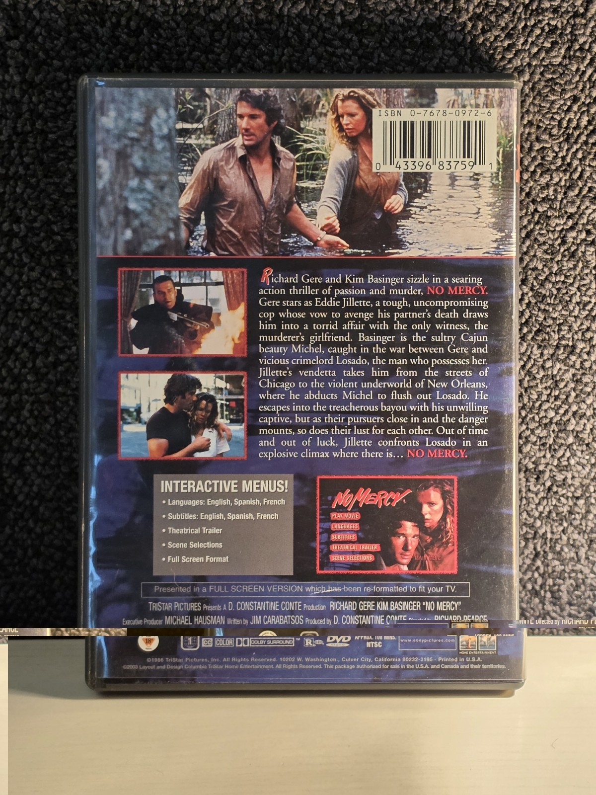 No Mercy DVD – 1986 Richard Gere Kim Basinger – EXCELLENT CONDITION