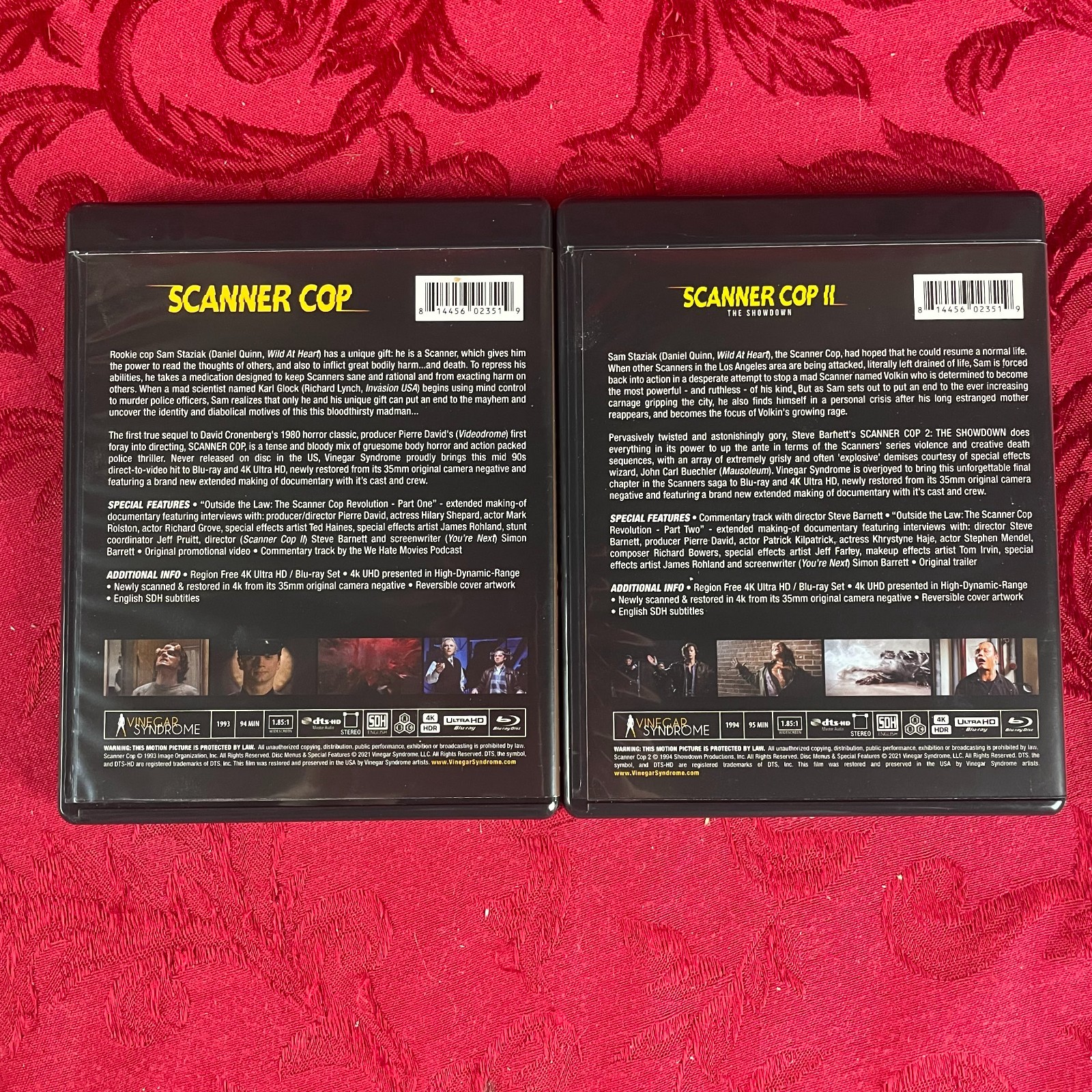 SCANNER COP 1 & 2 (4K UHD) Vinegar Syndrome, Limited Edition Box/Slipcovers, OOP