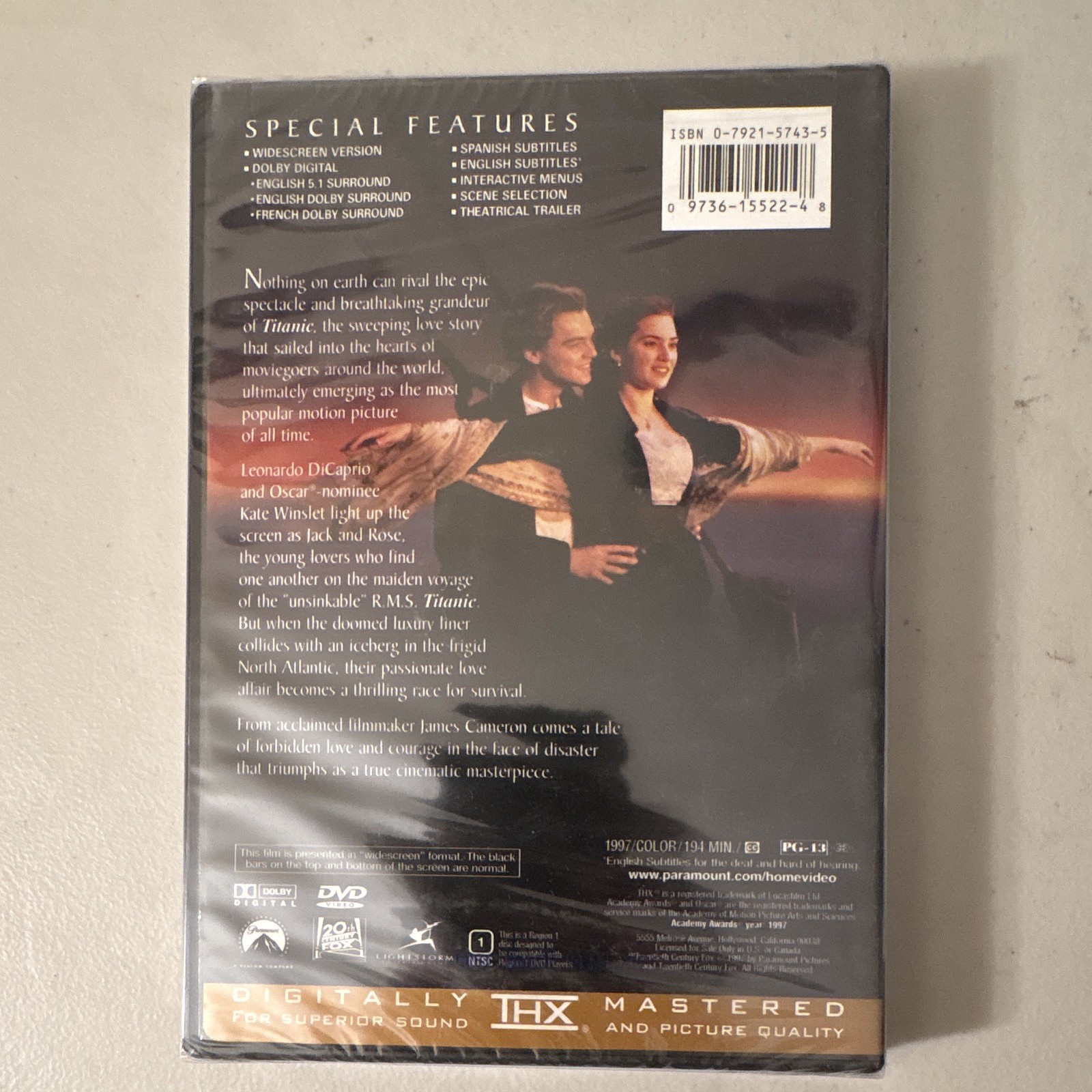 Sealed Paramount Titanic DVD Widescreen NTSC Dolby Digital English 5.1 Subtitles