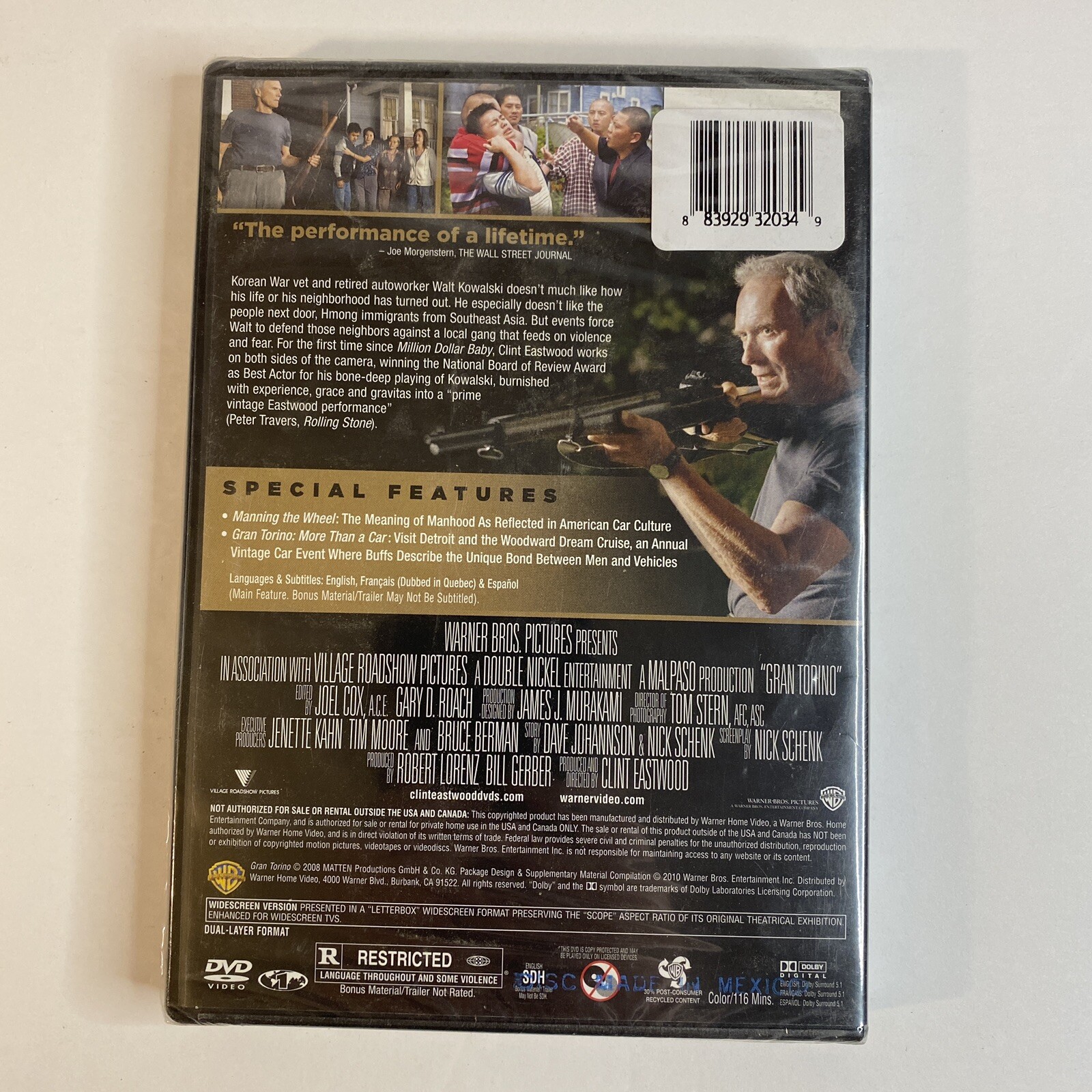 Gran Torino (DVD, 2008) Clint Eastwood Warner Bros Pictures Village Roadshow