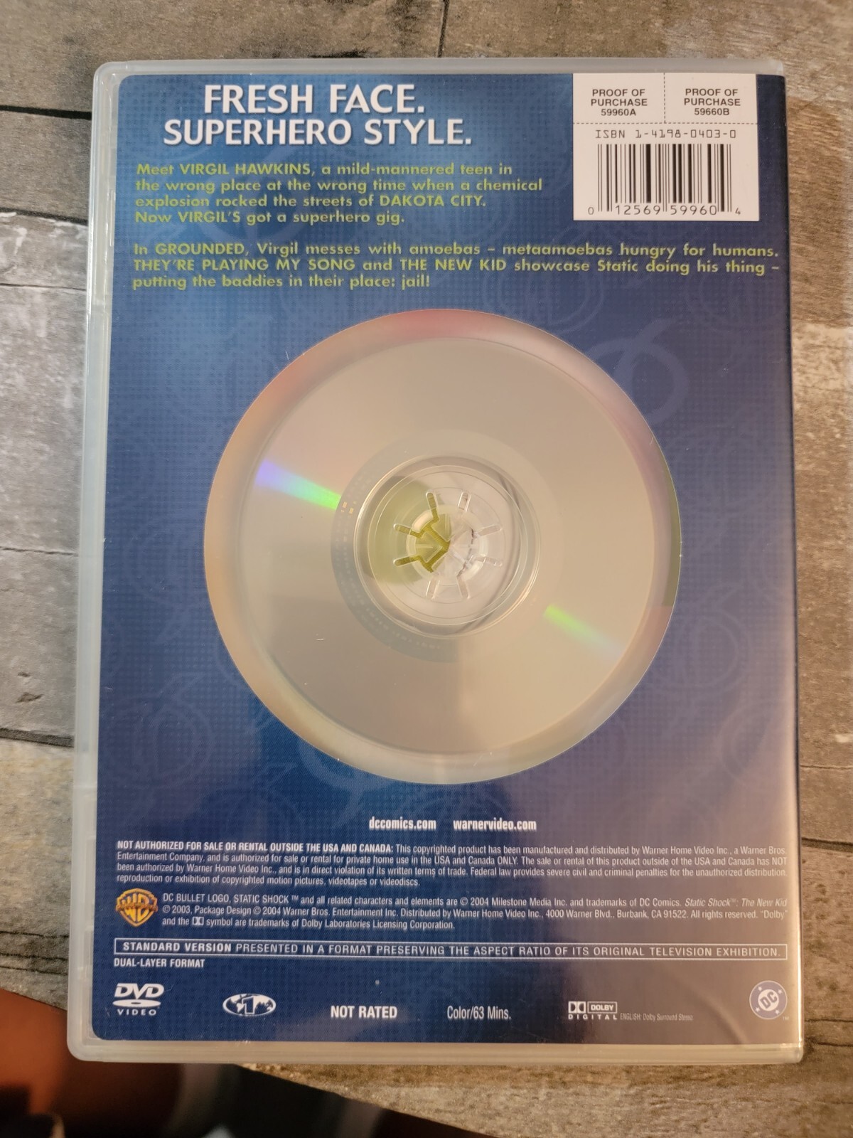 Static Shock The New Kid Mini-Size Disc DVD – 3 Exciting Episodes – WB DC 2005