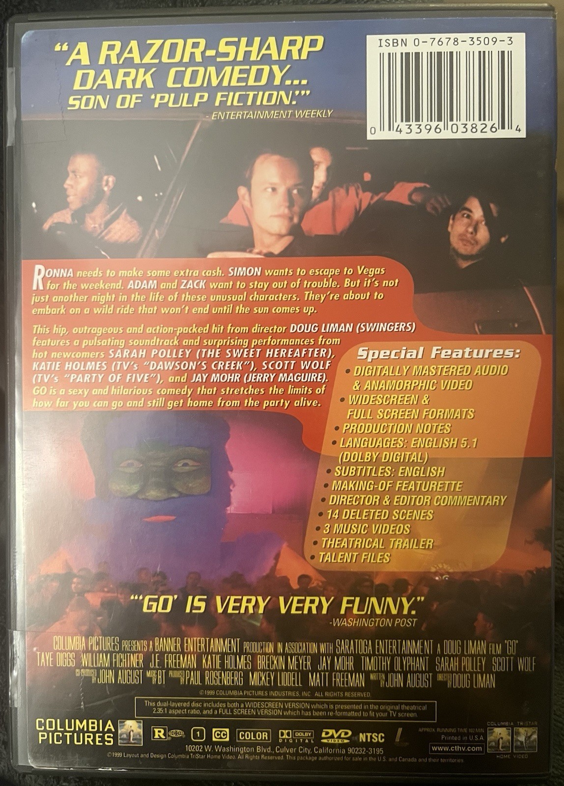 Doug Liman’s ‘Go’ (1999 Original DVD Release w/ Insert) Sarah Polley, Taye Diggs