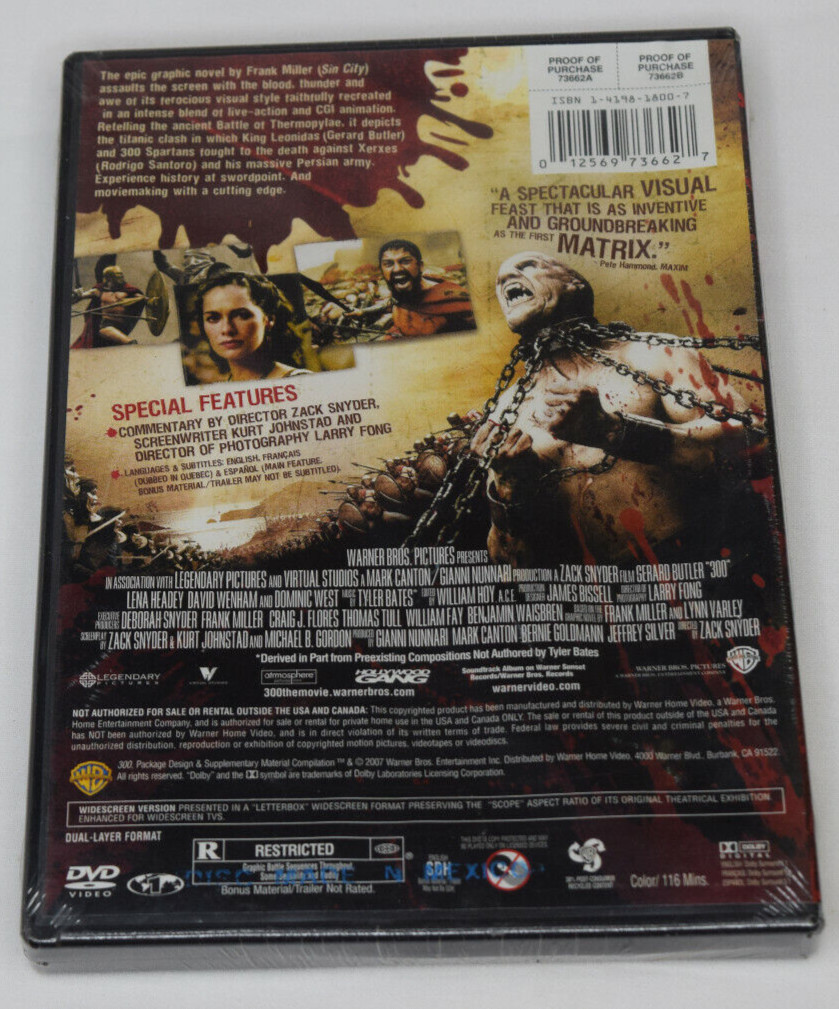 300 (DVD, 2007, Widescreen) NEW Sealed