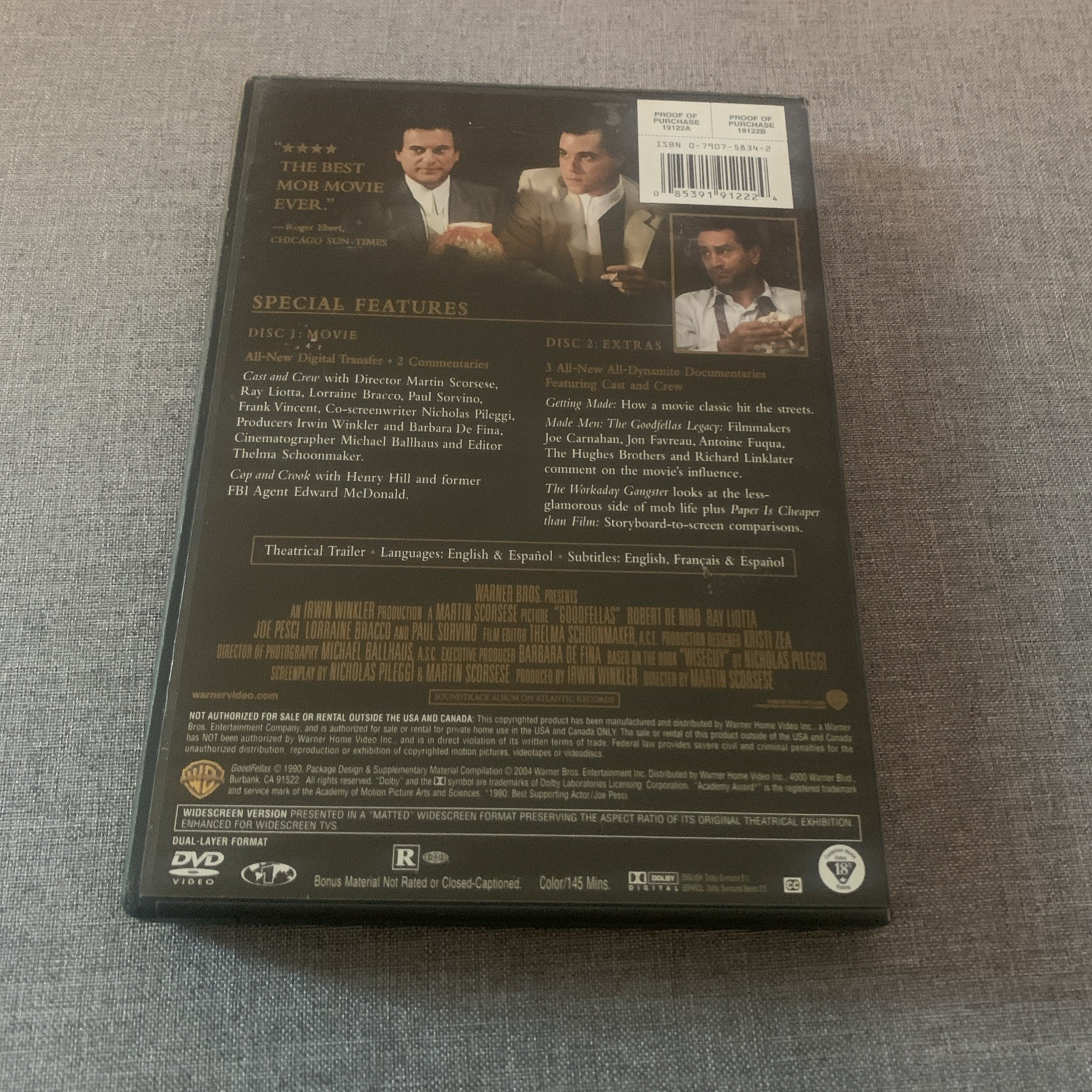 GoodFellas (DVD, 2004, 2-Disc Special Edition) Robert De Niro, Martin Scorsese