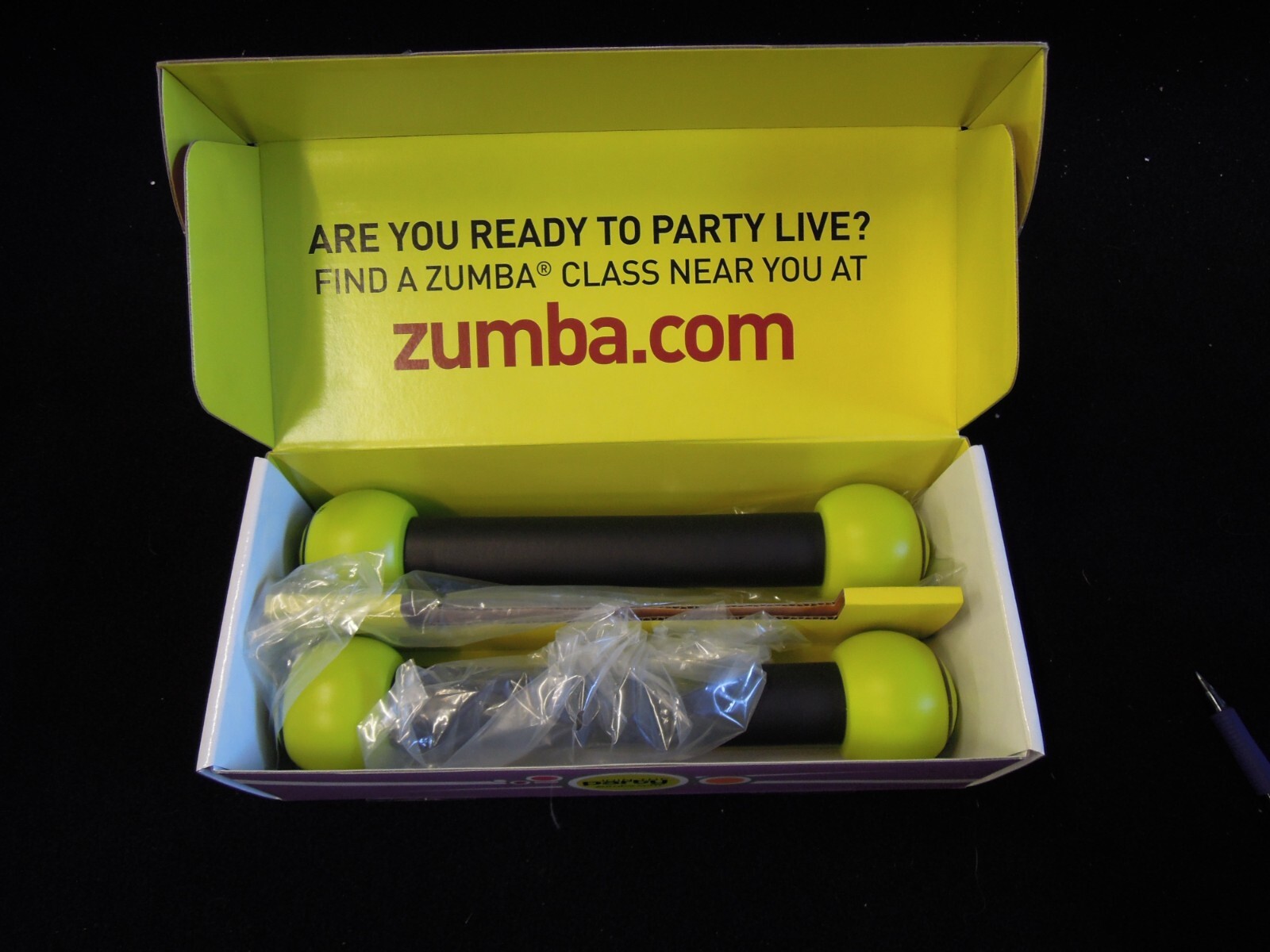 Zumba 1 lb Toning Sticks Shaker Weights (Set of 2) New Open Box [A19]