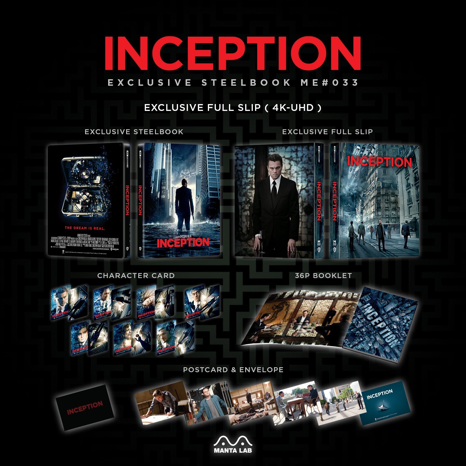 INCEPTION STEELBOOK MANTA LAB [4K+2D+BONUS] FULL SLIP
