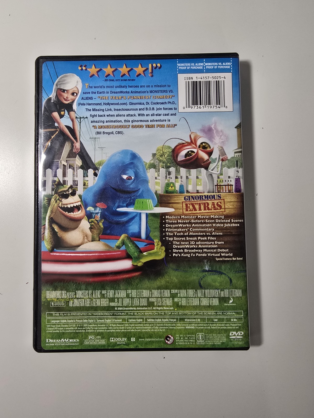 DreamWorks Monsters vs. Aliens DVD Widescreen PG English 2.35:1 94min 2009
