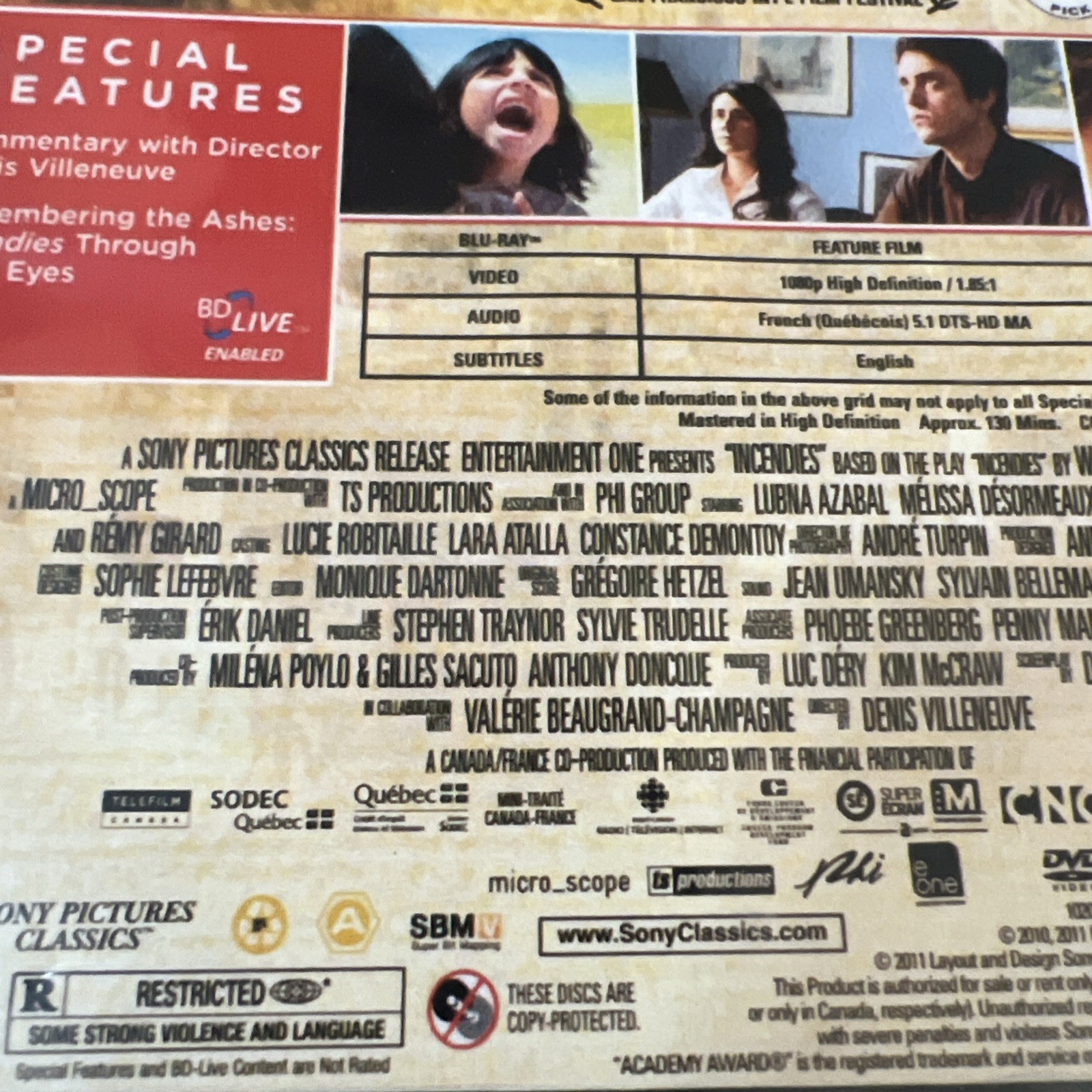 Incendies (Blu-ray/DVD, 2010) French w/English Subtitles – Denis Villeneuve Film