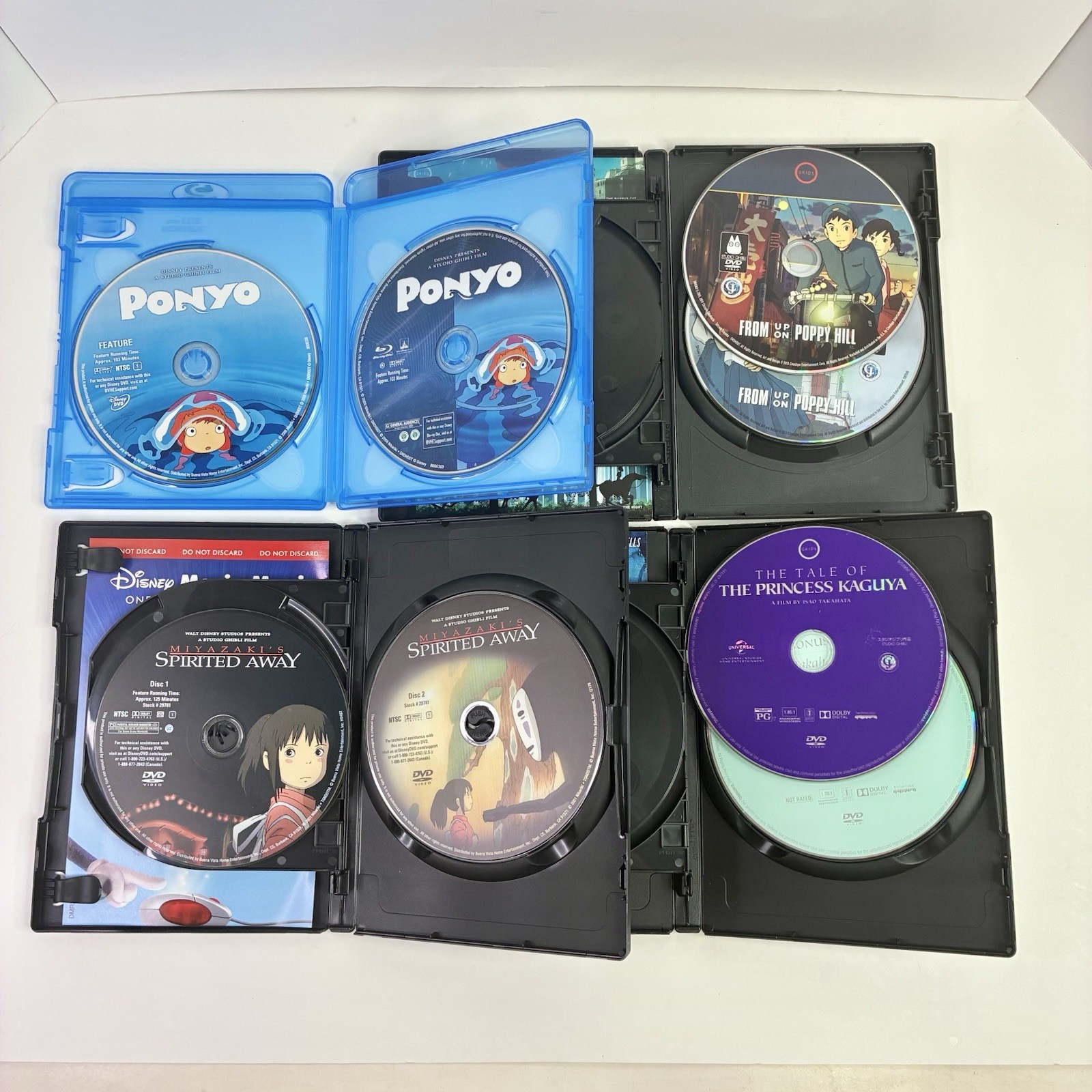 Hayao Miyazaki Studio Ghibli Lot of 10 DVDs Ponyo Castle Kiki Totoro Spirited