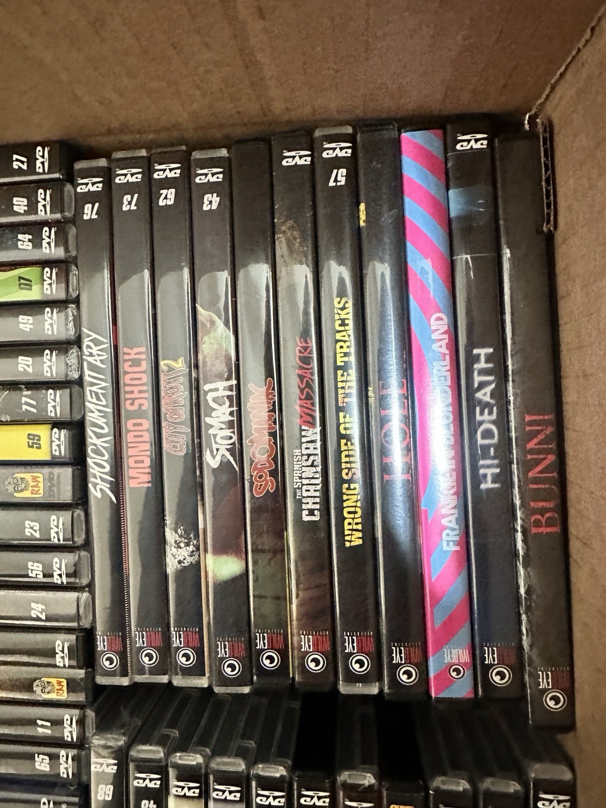 LOT 75x WILD EYE RAW & EXTREME DVD HORROR GORE BUNDLE COLLECTION SEE PICS/INFO