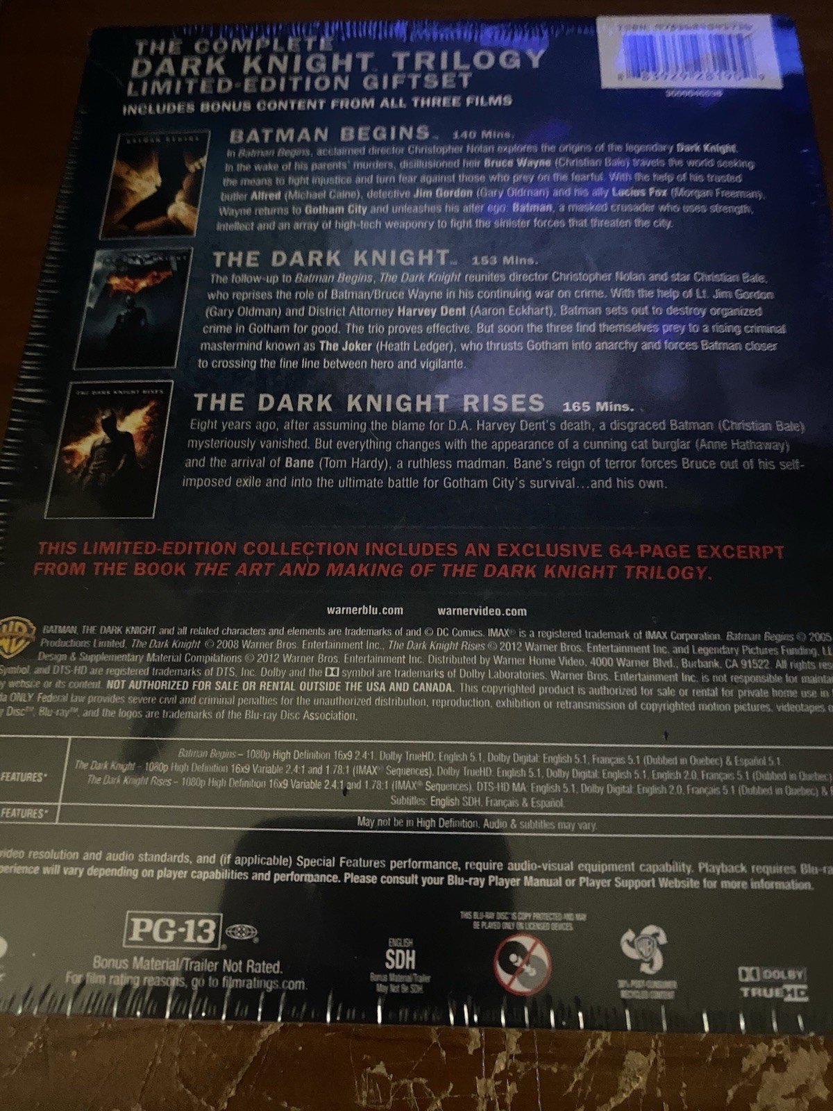 The Dark Knight Trilogy Blu-ray Gift Set W/ Book Batman Brand New Sealed Ledger