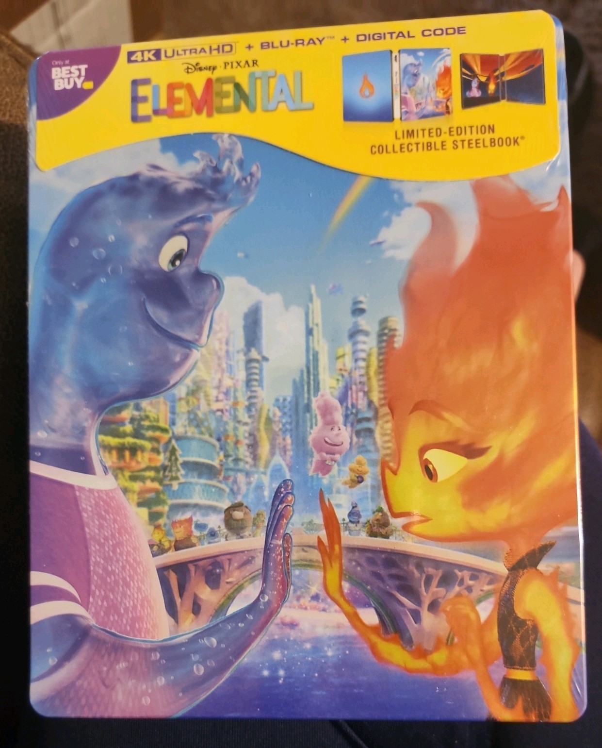 ELEMENTAL *Rare* Best Buy Exclusive 4K Ultra HD Blu-ray + Digital Steelbook New!