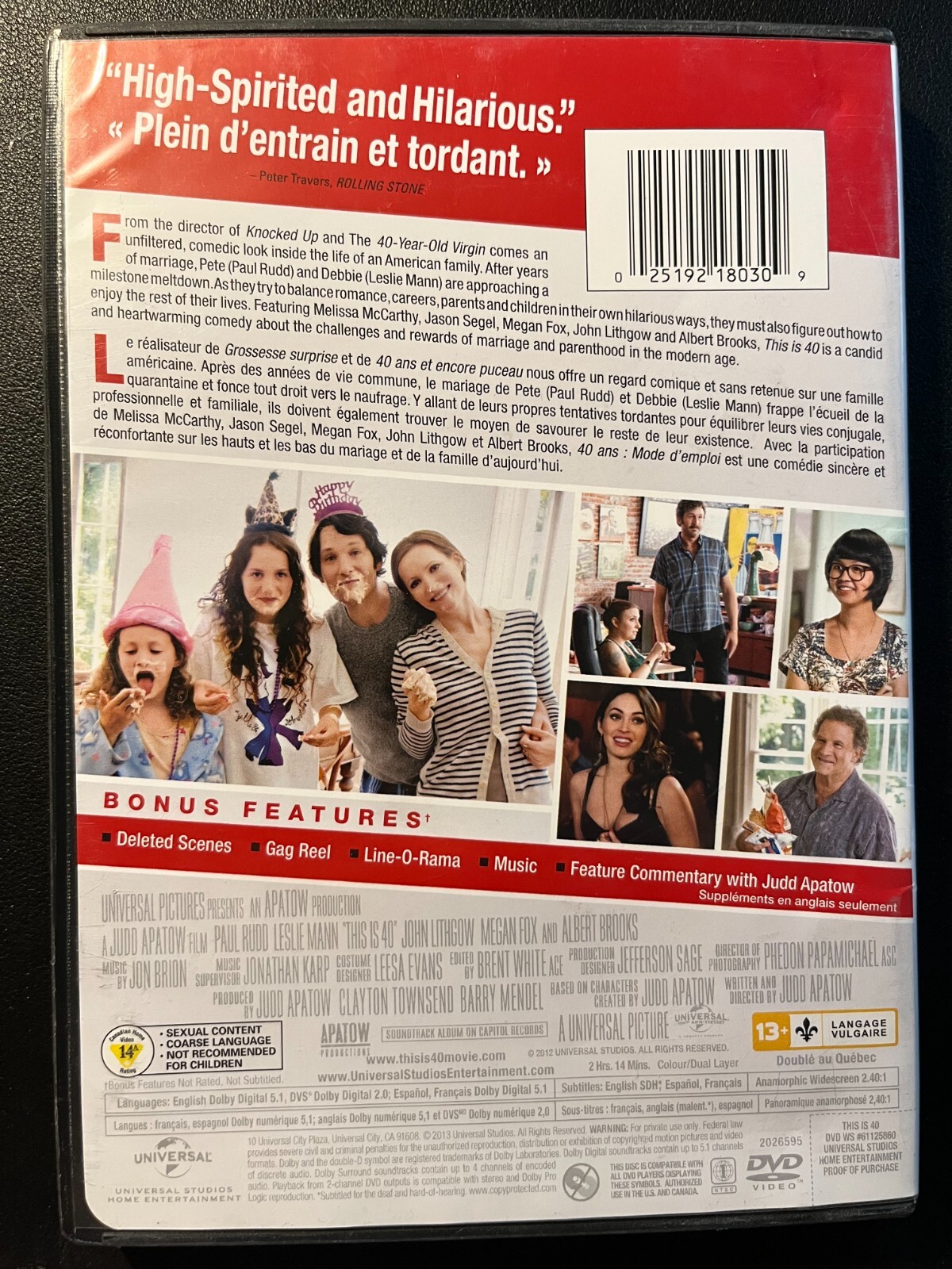 This Is 40 (DVD, 2013) Paul Rudd Leslie Mann Judd Apatow