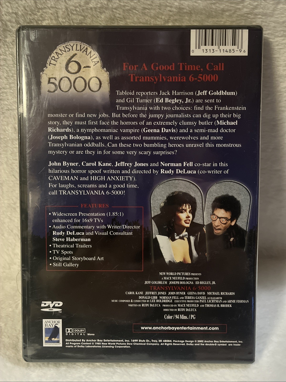 Transylvania 6-5000 DVD 2002 Anchor Bay Jeff Goldblum Geena Davis NEW SEALED OOP