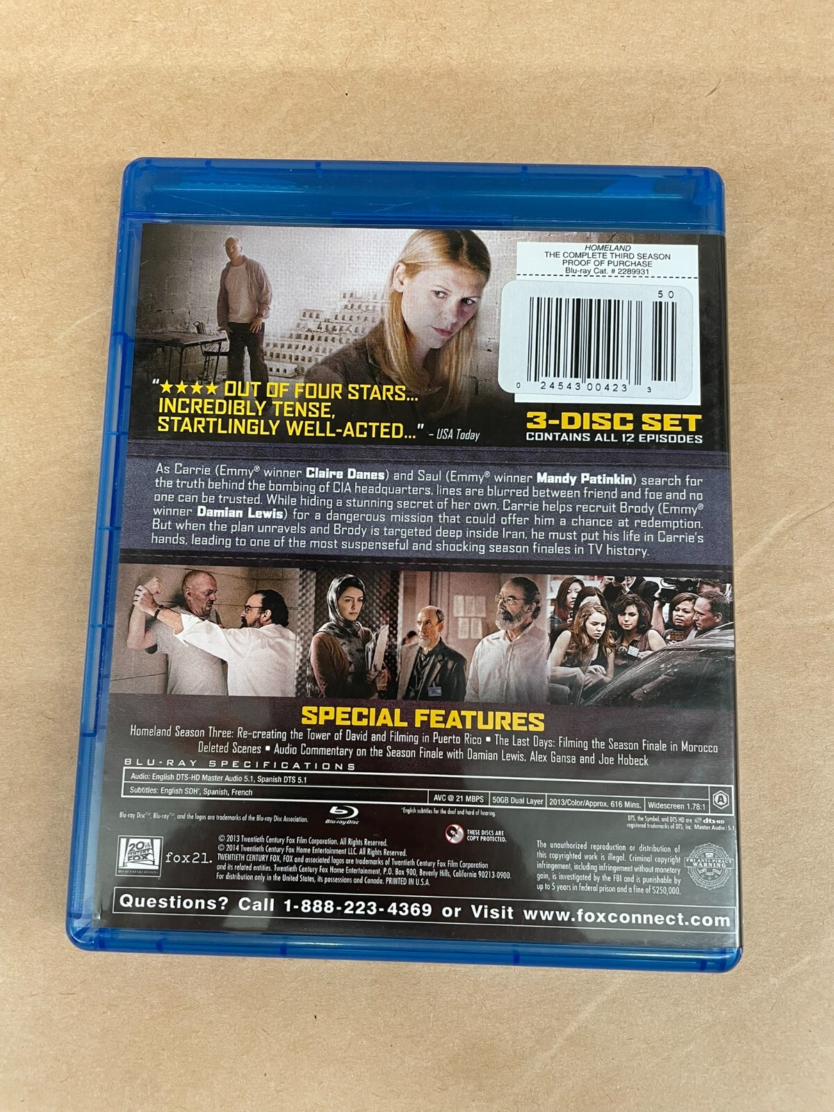 Twentieth Century Fox Homeland 3 Blu-Ray Pre-Owned