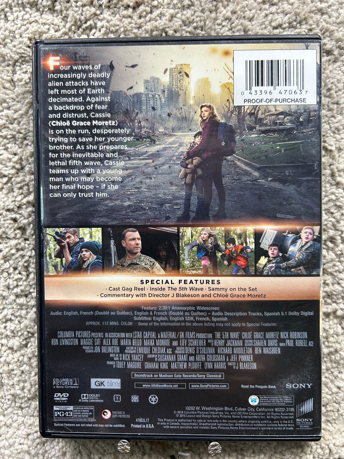 The 5th Wave DVD 2016 Chloë Grace Moretz, Liev Schreiber, Sci-Fi Thriller