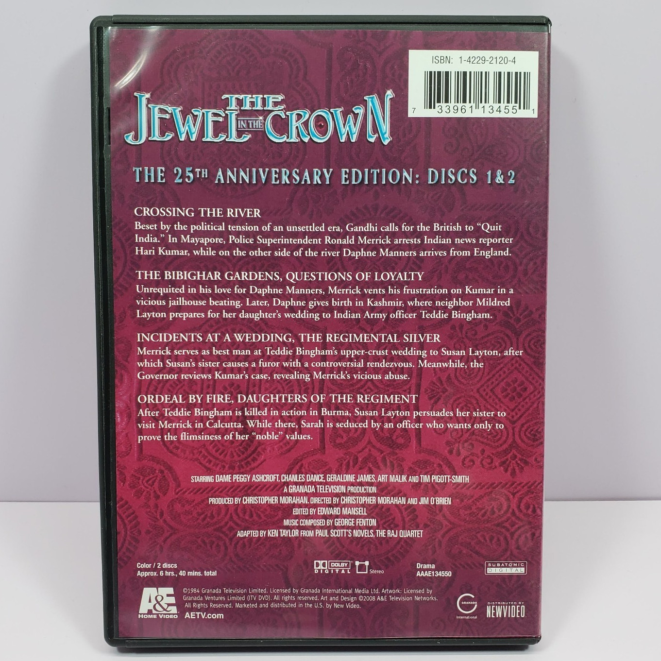 The Jewel in the Crown 25th Anniversary Edition 2008 4-Disc Set A&E Raj Quartet