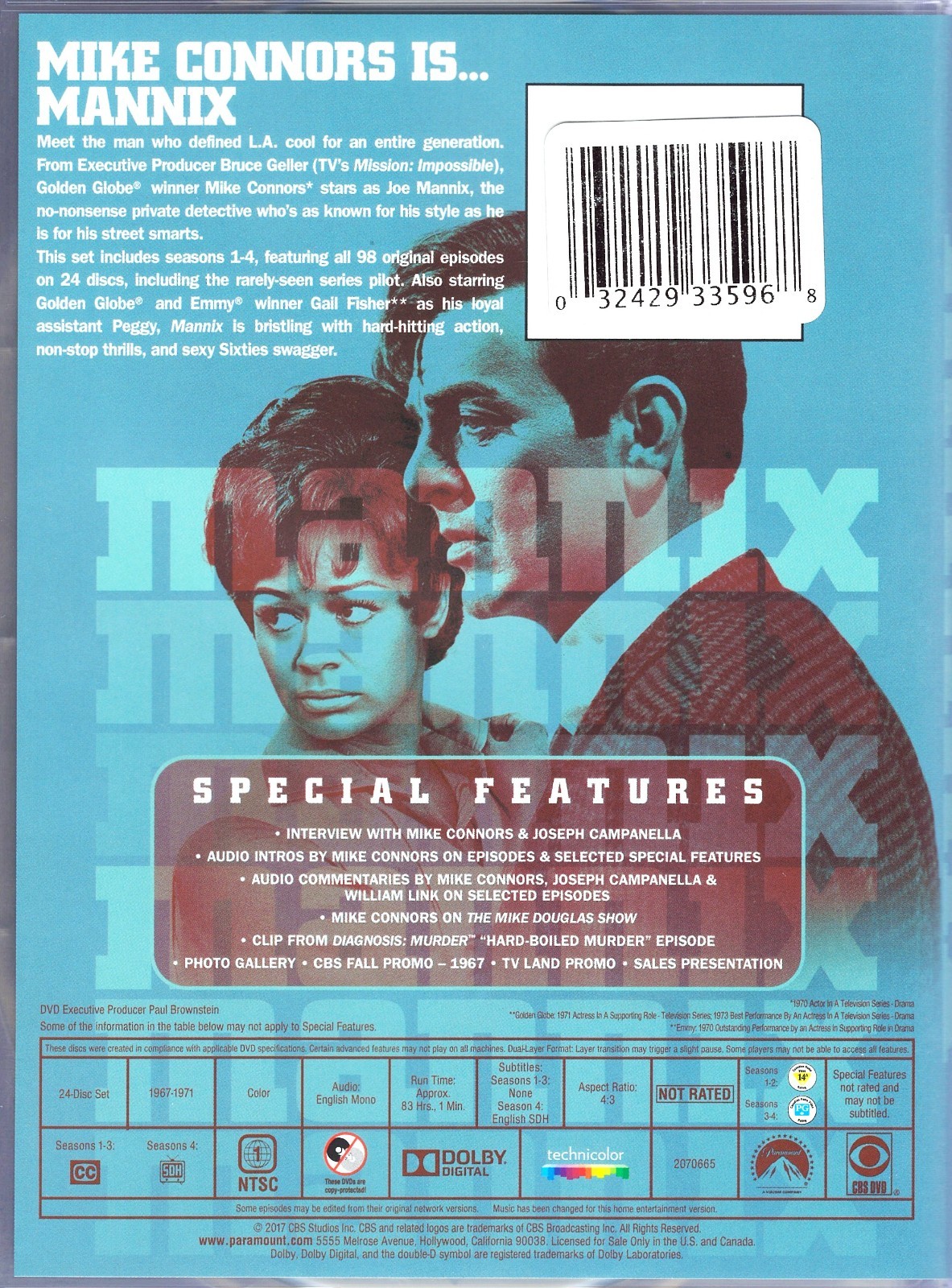 Mannix Seasons 1 – 4 (1967 – 1971) DVD 24-disc Box Set – NEW, sealed