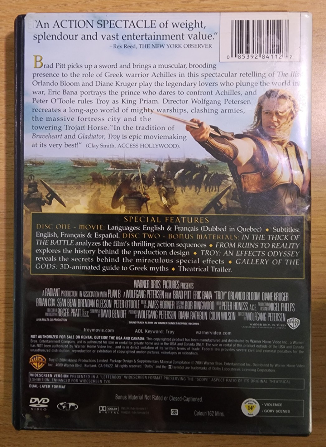 Troy (DVD, 2004, Widescreen) Brad Pitt, Eric Bana, Orlando Bloom