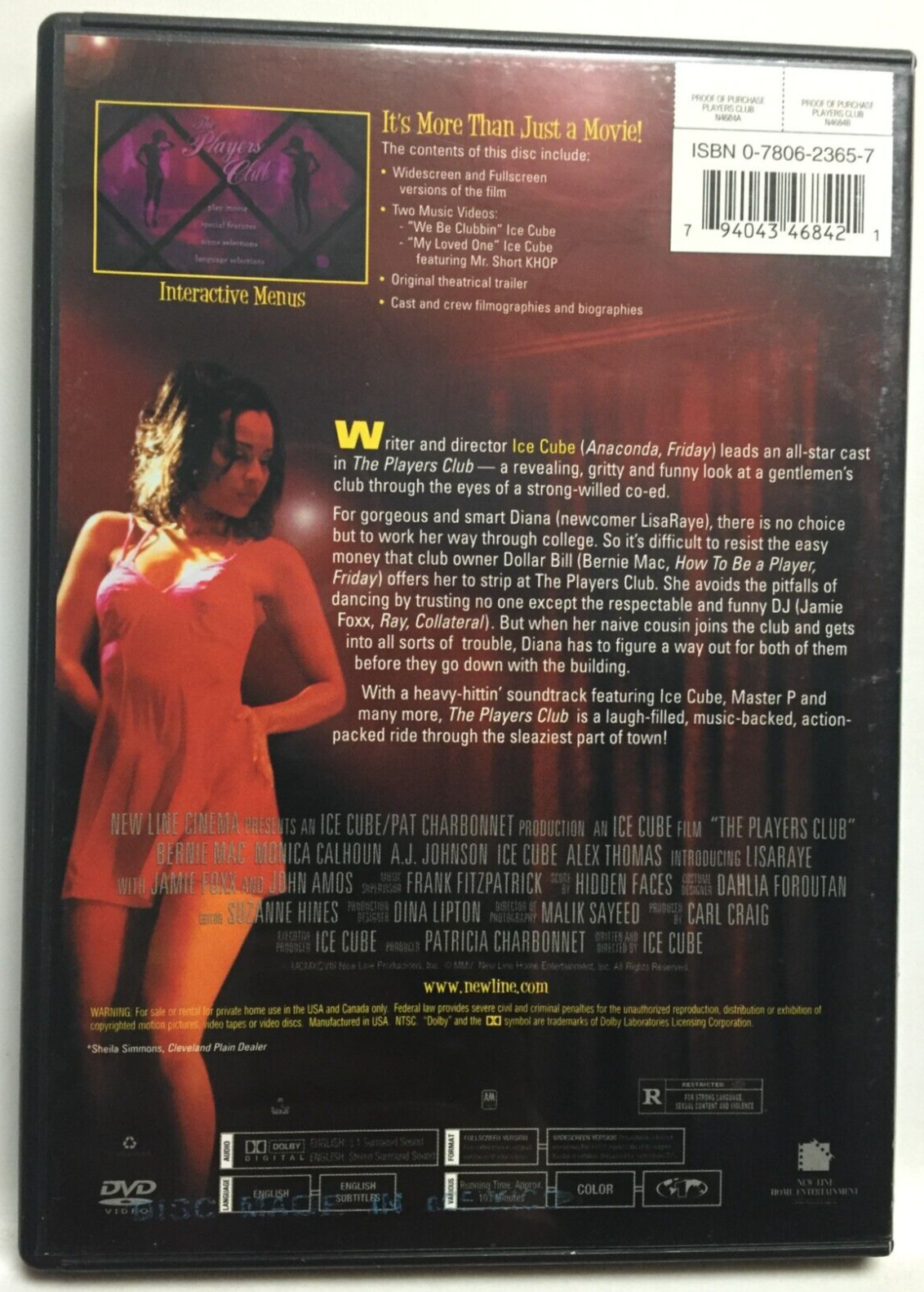 The Players Club [1998] (DVD,1999,Widescreen) Ice Cube,Bernie Mac,Fantastic!