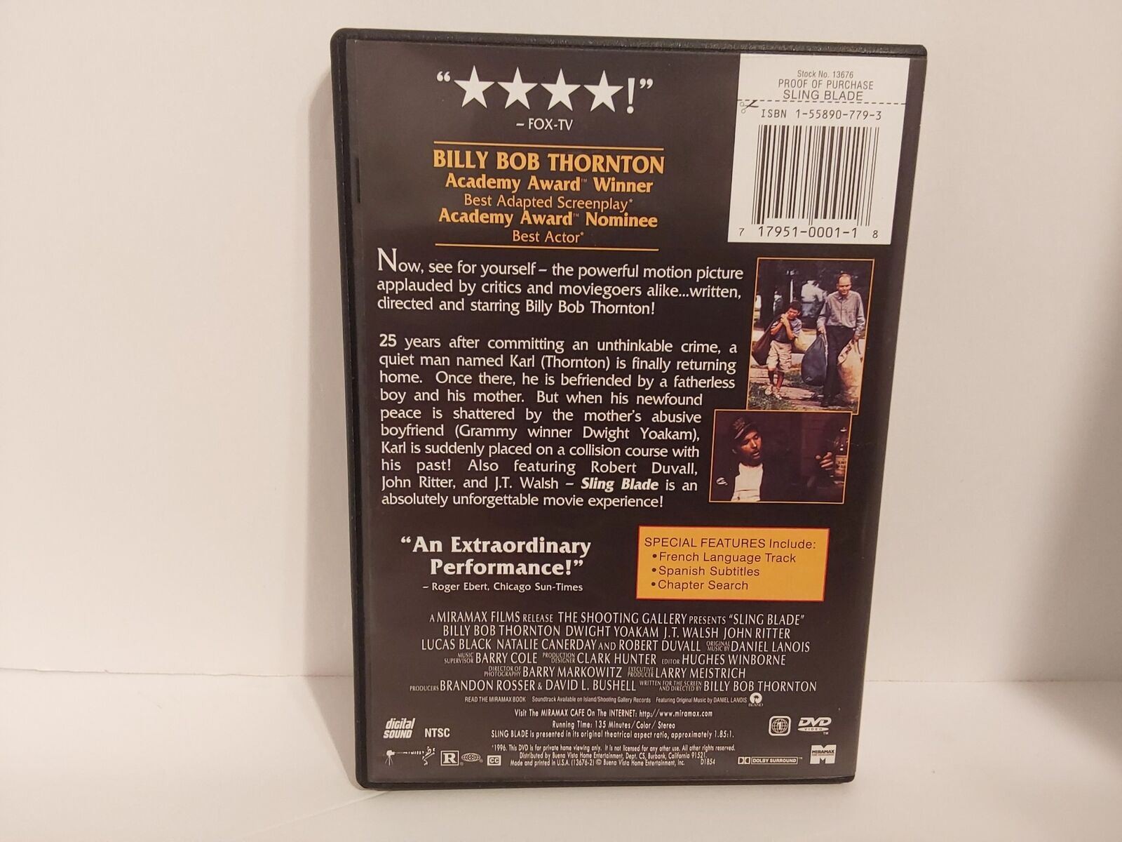 Sling Blade DVD Billy Bob Thorton – FREE SHIPPING! USA SELLER!