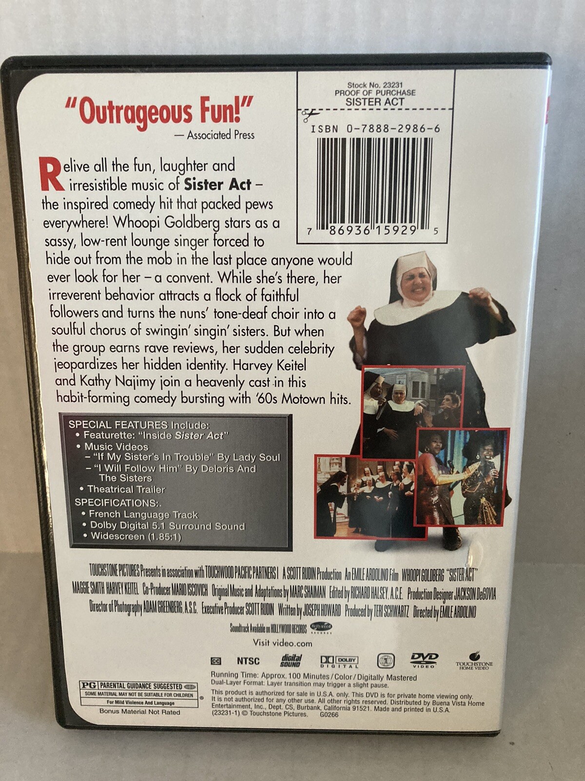 Sister Act DVD Widescreen Whoopi Goldberg 100 Minutes