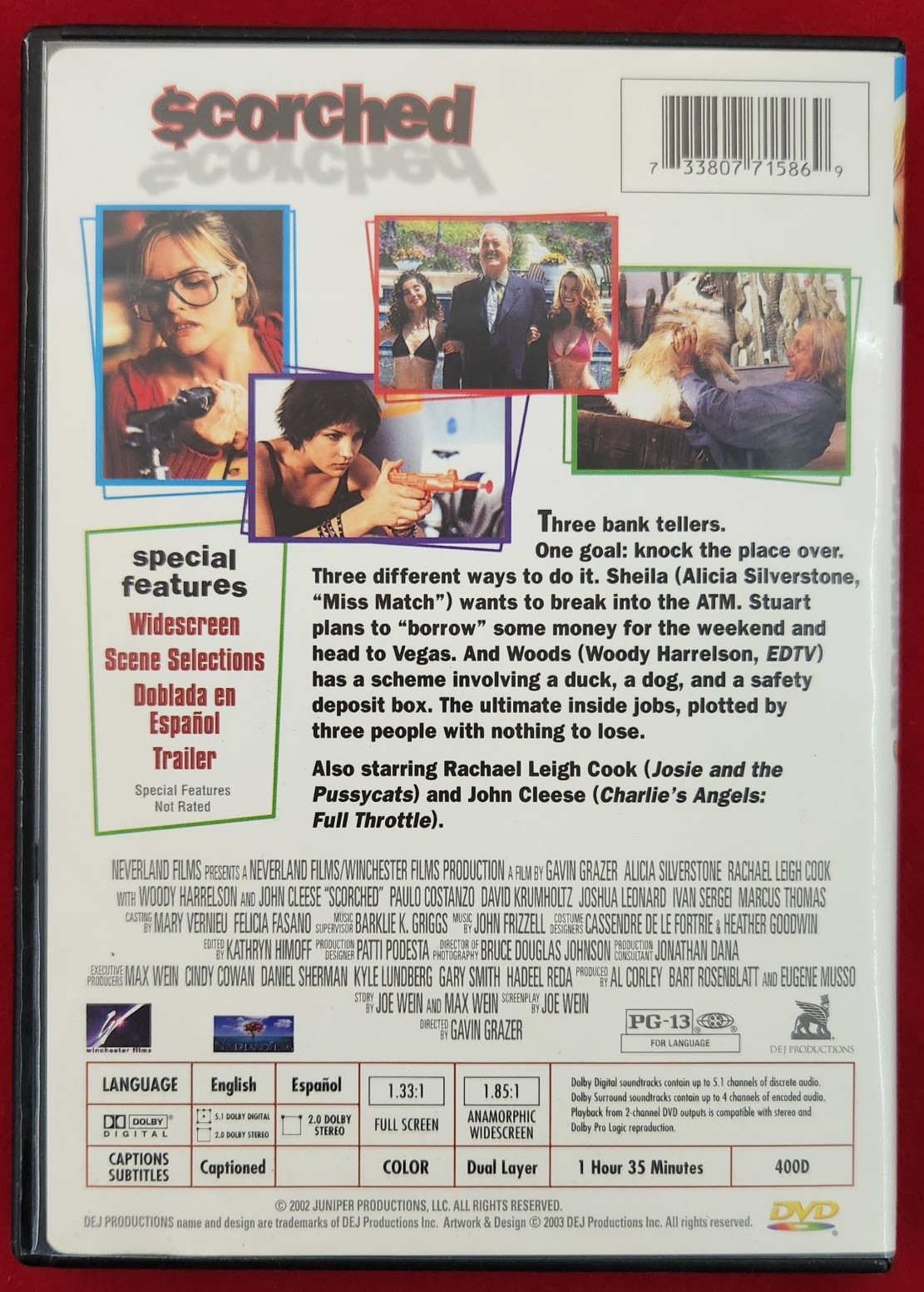Scorched DVD Alicia Silverstone Woody Harrelson English & Spanish 1.33:1 1.85:1
