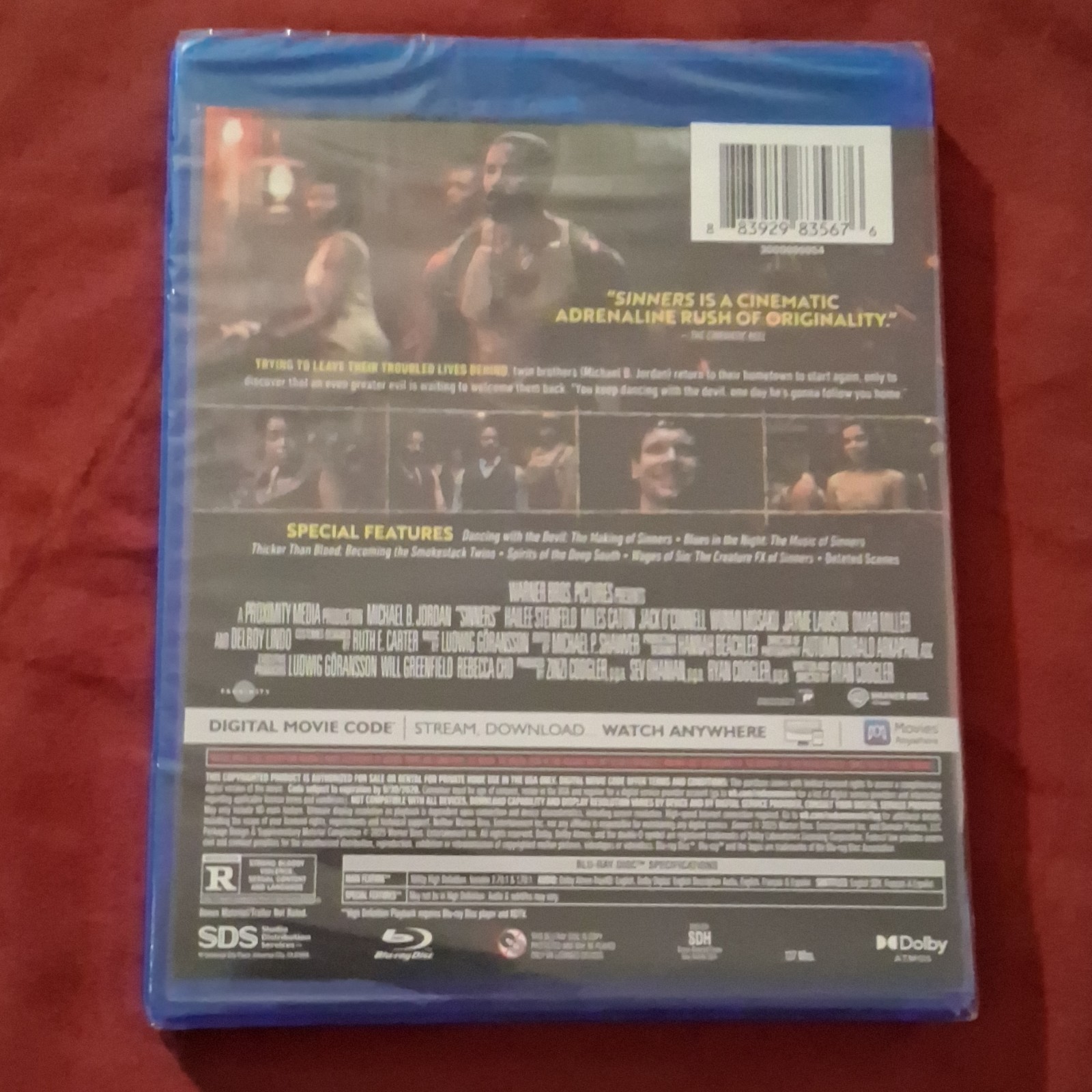 Sinners Blu-ray + Digital Code Michael B. Jordan Ryan Coogler