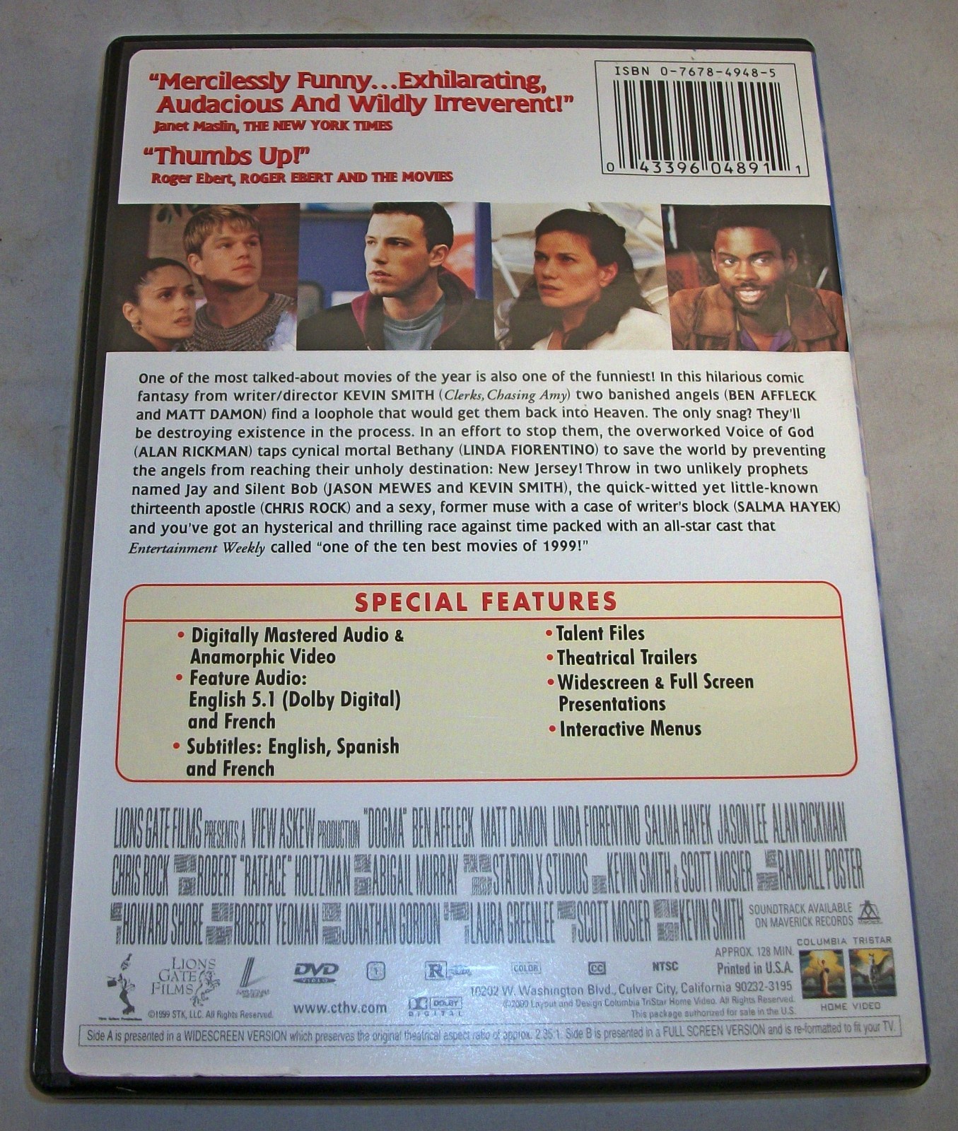 Dogma (DVD, 1999) Widescreen & Fullscreen – Affleck, Damon, Rickman, Chris Rock