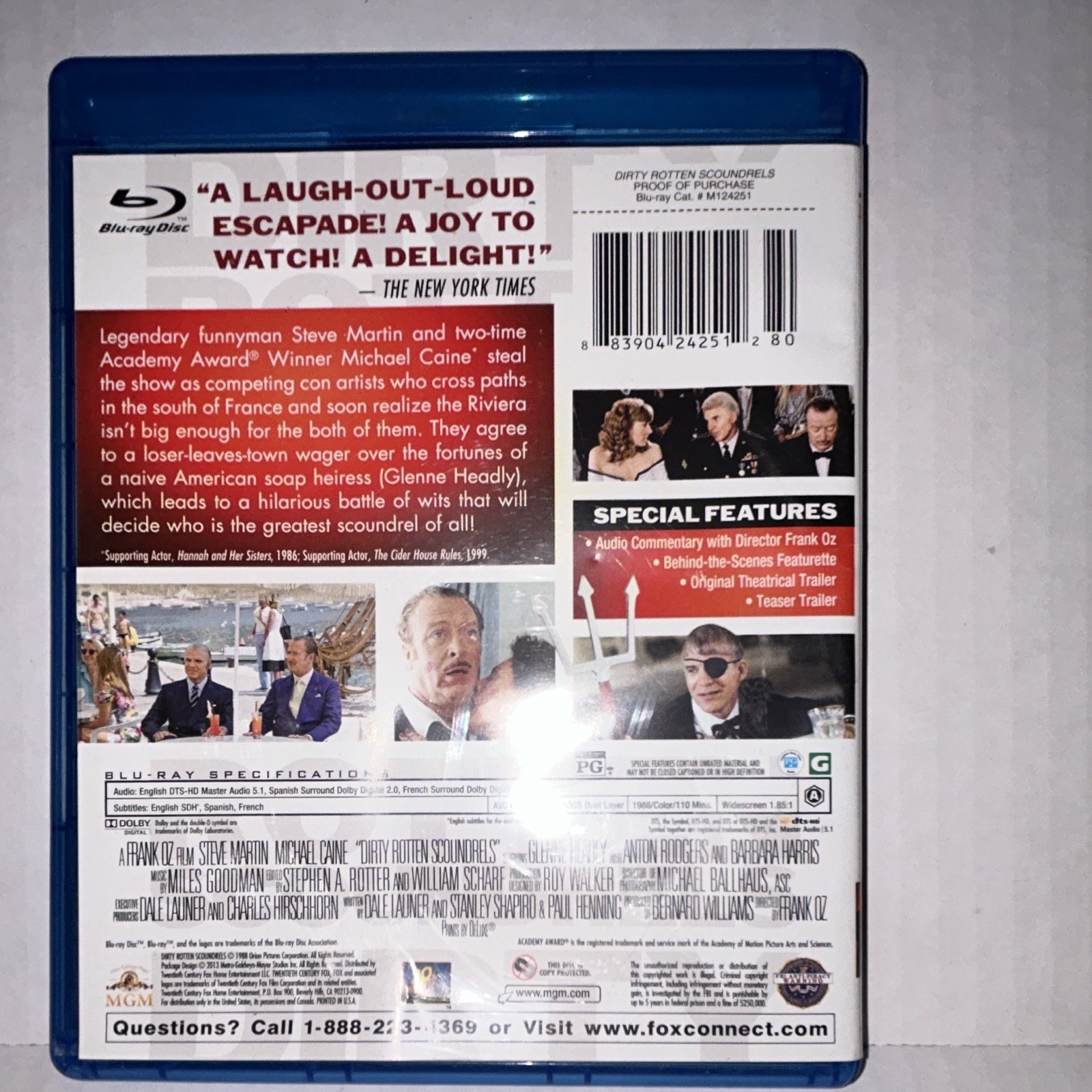 Dirty Rotten Scoundrels Blu-ray (1988) PG Comedy 110 min w/ Subtitles Oz