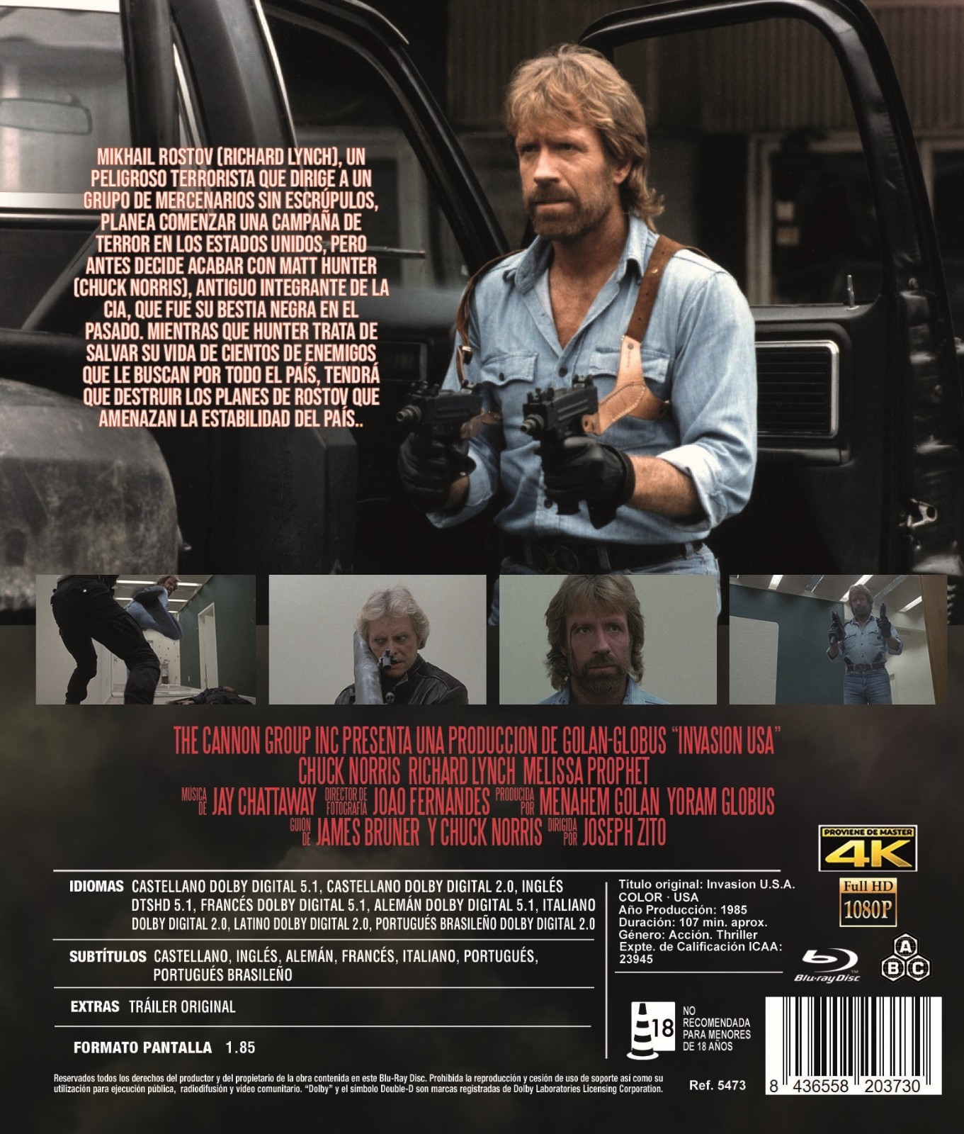 Invasion U.S.A. (1985) Chuck Norris Blu-Ray NEW (Spanish Package/English Audio)