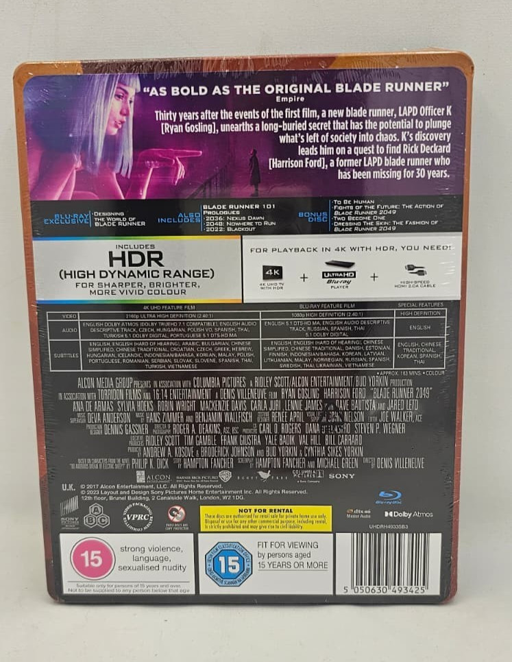 Blade Runner 2049 4K Ultra HD + Blu-ray [Region Free] Limited Edition SteelBook