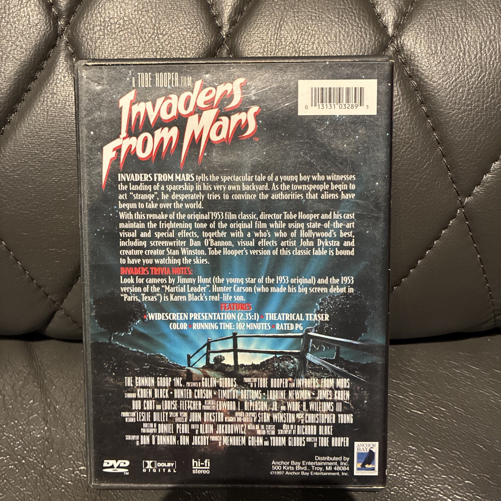 Invaders From Mars DVD Anchor Bay Tobe Hooper Karen Black 1998 Film Insert