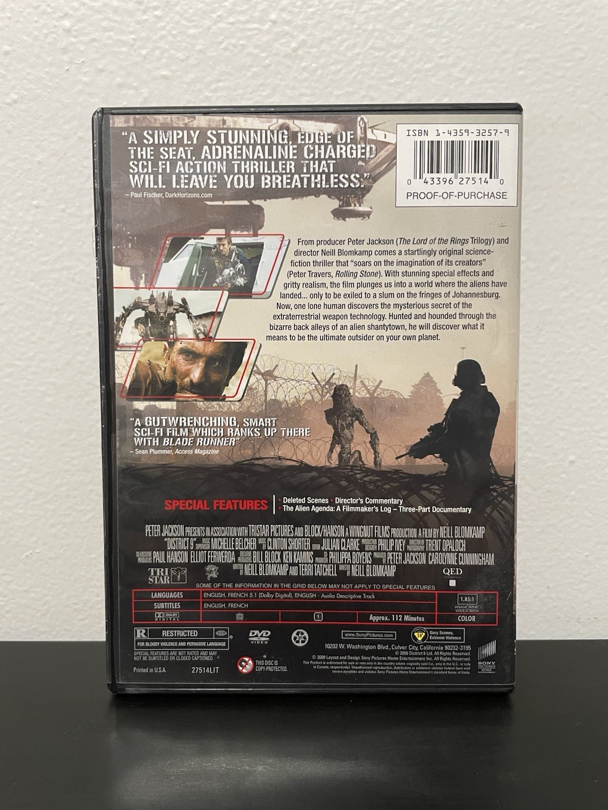 District 9 DVD Movie Aliens Peter Jackson Neill Blomkamp Widescreen Sony 2009