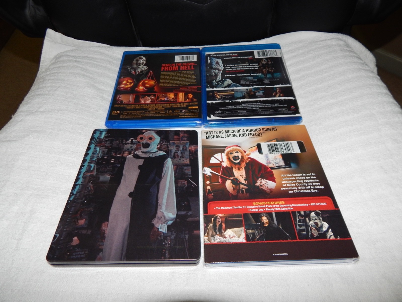 TERRIFIER 1 2 3 BLU RAYS STEELBOOK SLIPCOVER ALL HALLOWS EVE ORIGIN MOVIE READ