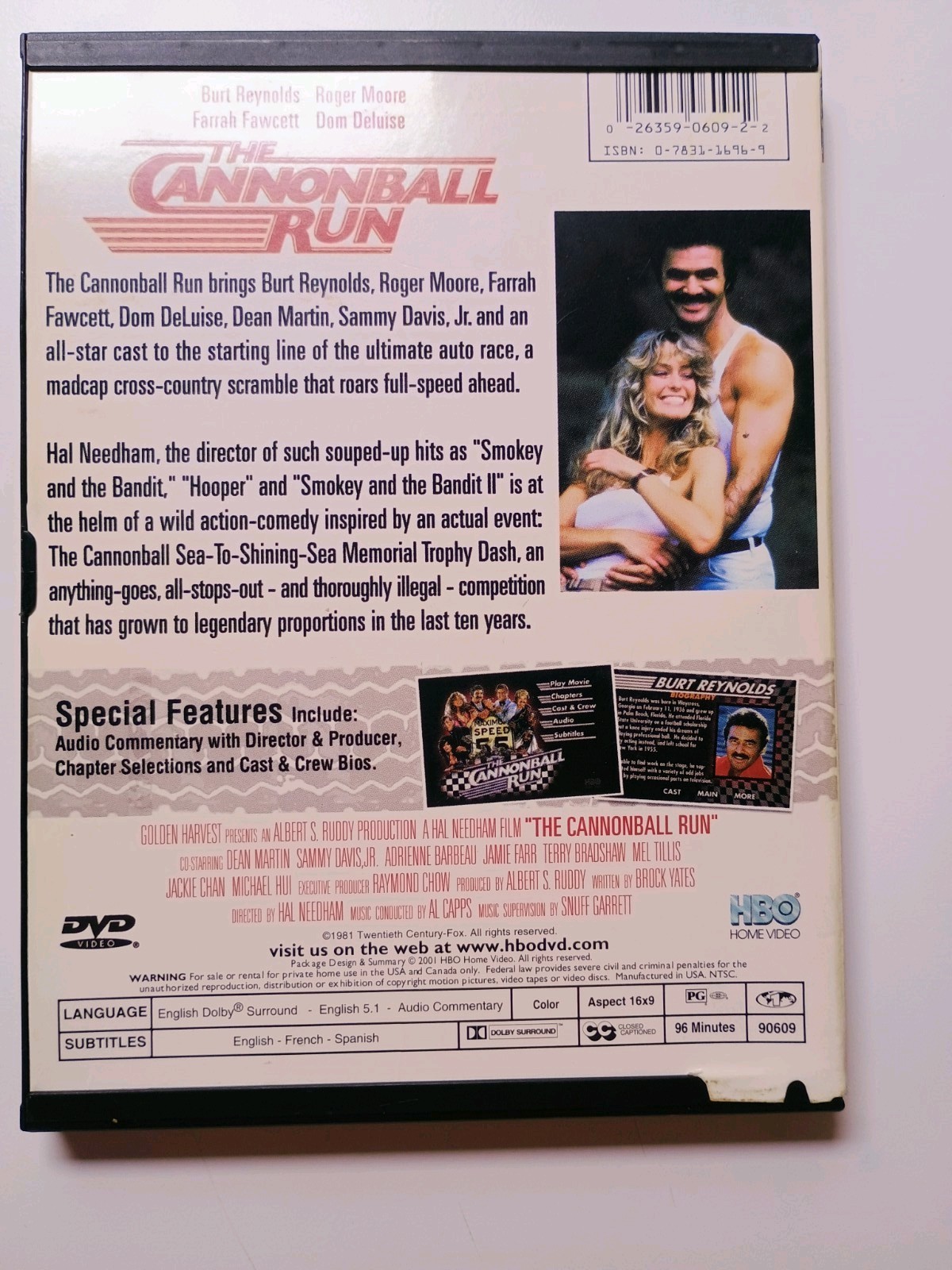 HBO Home Video The Cannonball Run (1981) DVD PG Action/Comedy 96 Min Subtitles