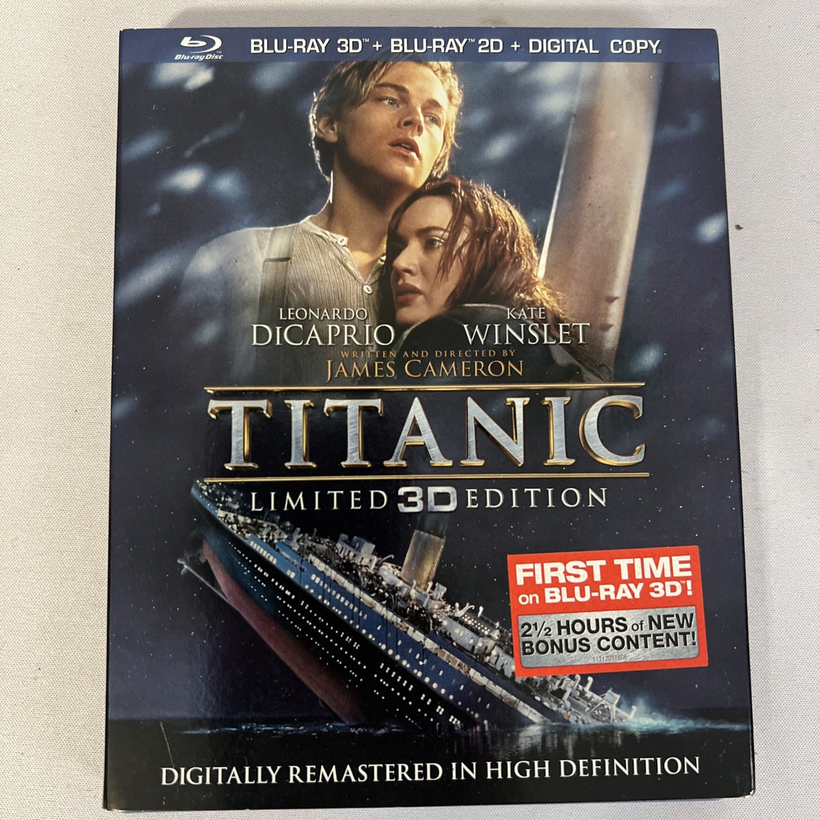 Titanic Limited Edition 3D Blu-ray 1997 James Cameron Slipcover EX Tested