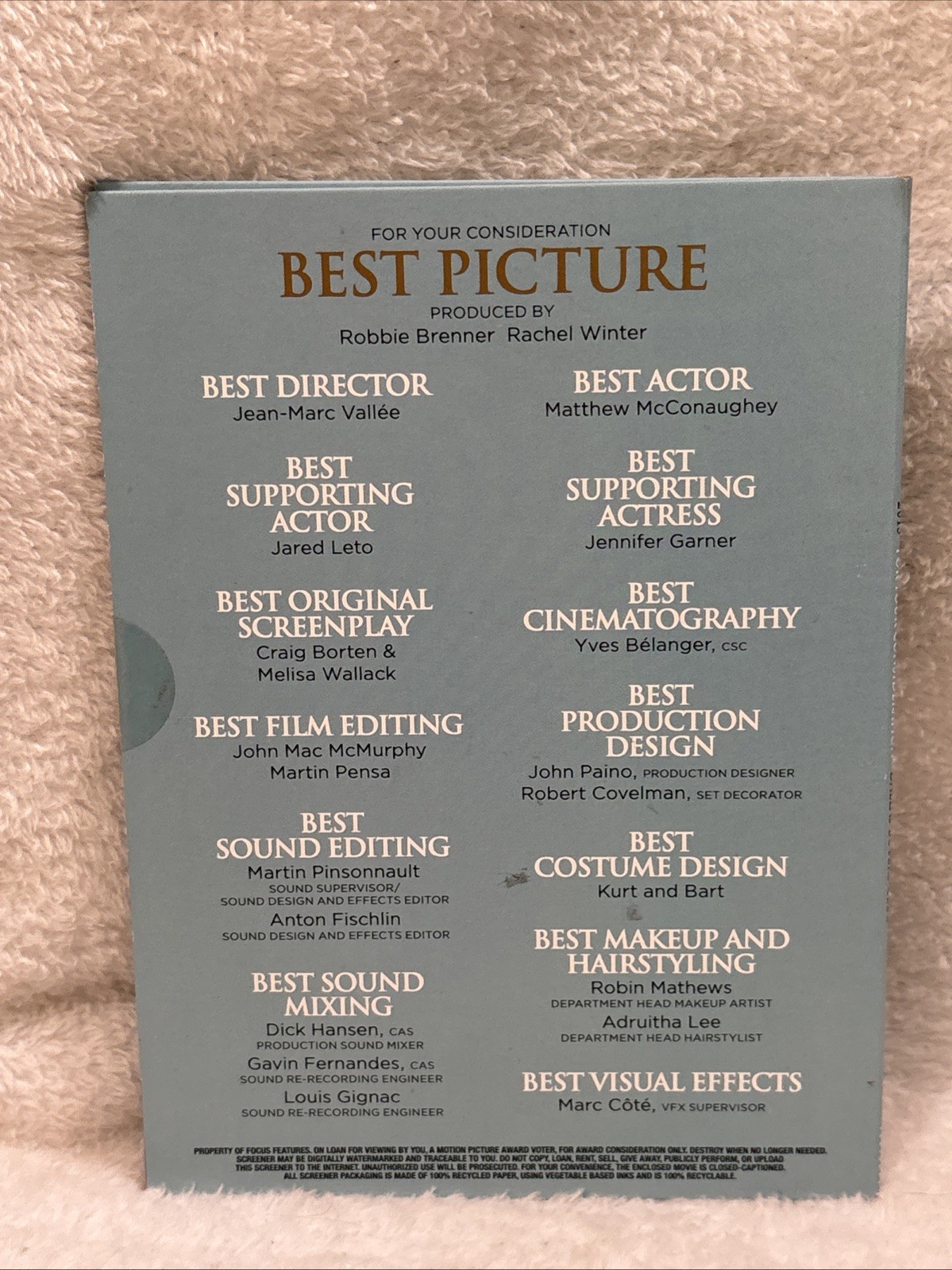 New 2013 Dallas Buyers Club FYC For Your Consideration Academy Awards Screener ￼