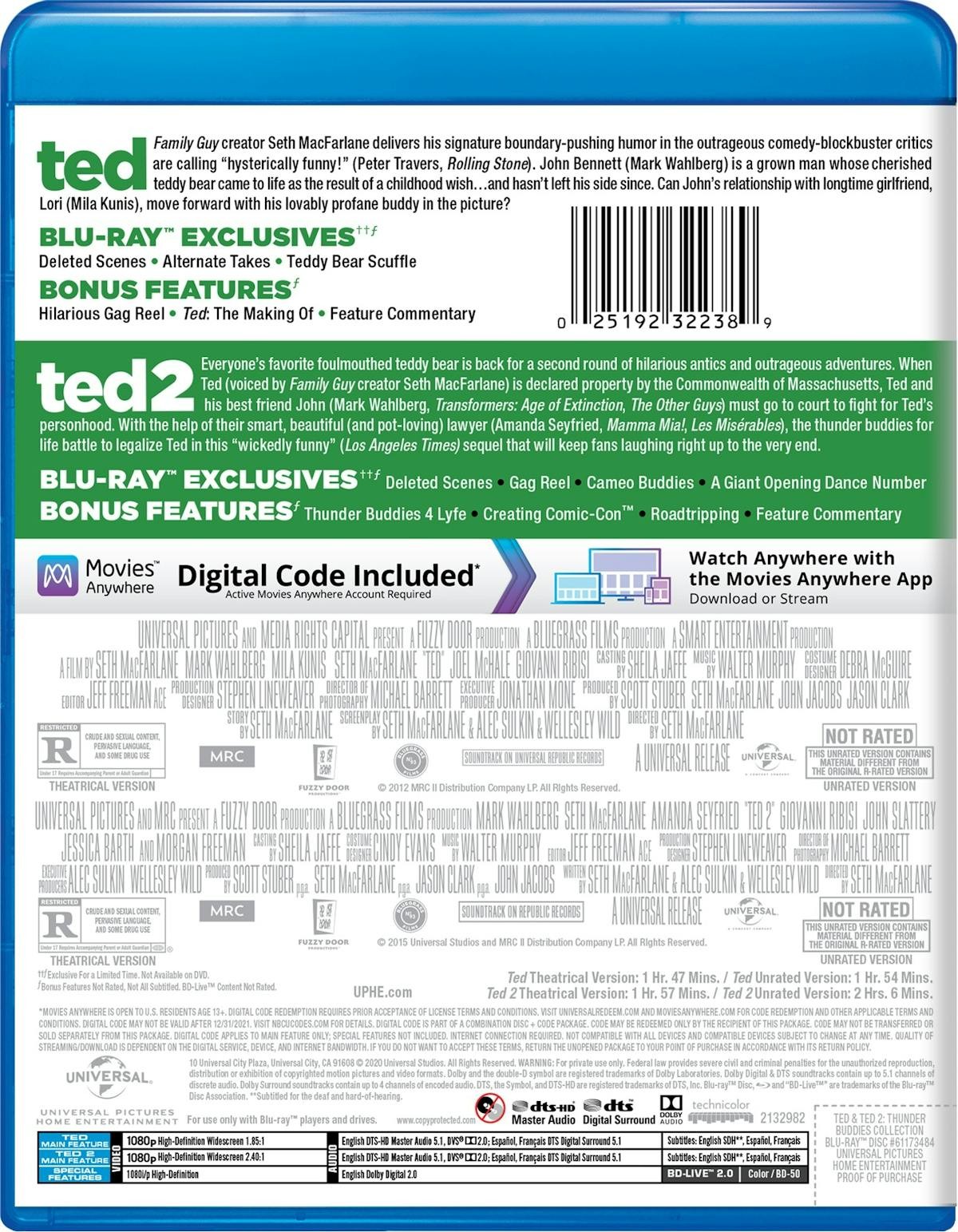 Ted / Ted 2 Blu-ray Mila Kunis NEW