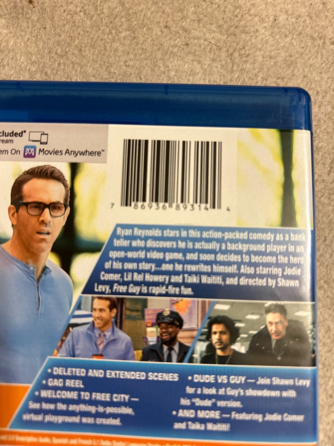 Free Guy Blu-ray 2021 Ryan Reynolds Jodie Comer Action Comedy Movie