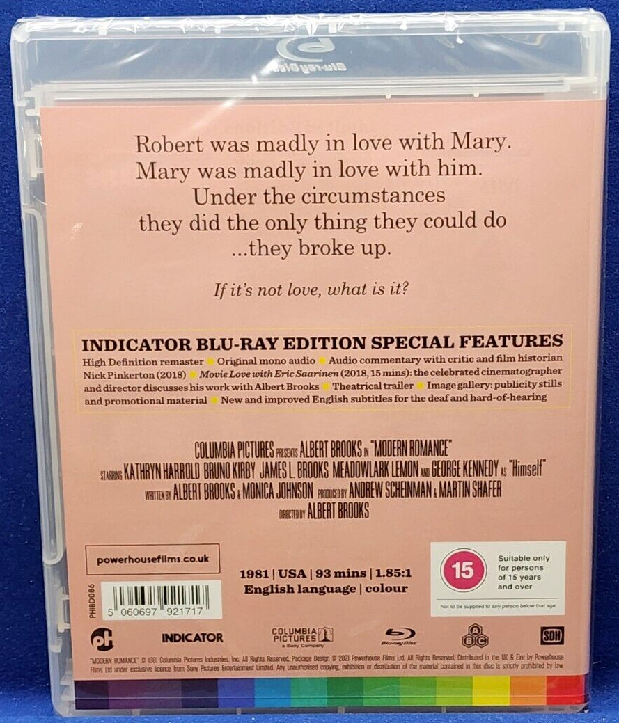 Modern Romance (Blu-ray, 1981, Indicator #86) Albert Brooks, Kathryn Harrold
